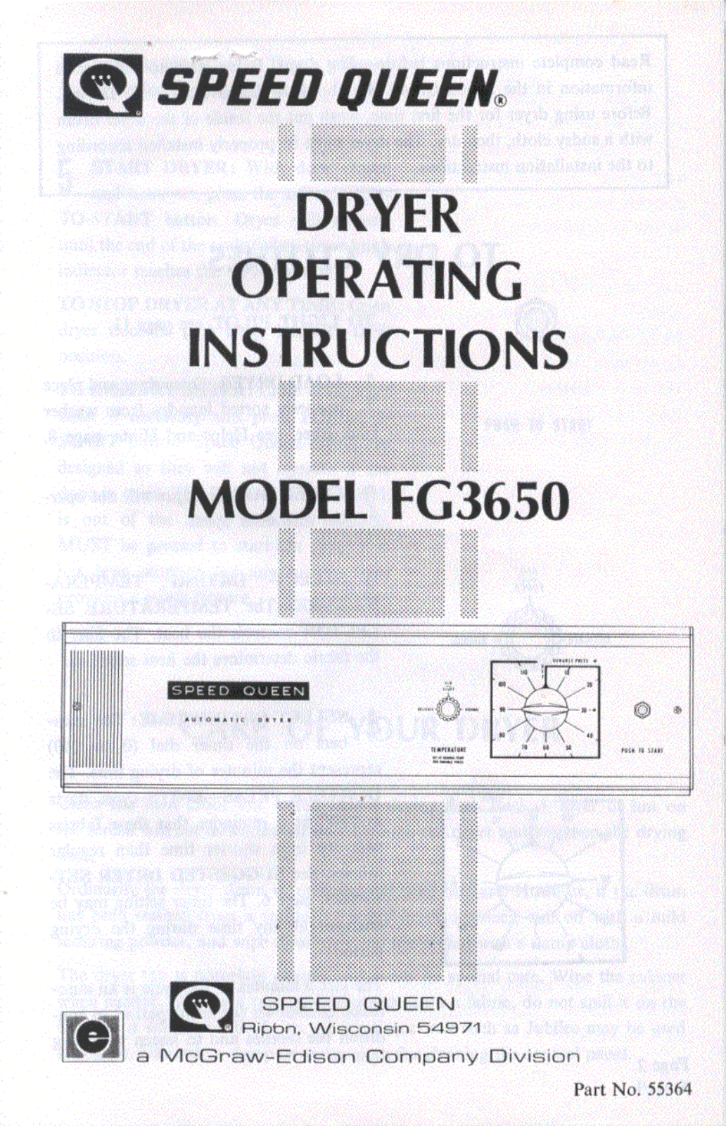 Speed Queen FG3650 Owner's Manual