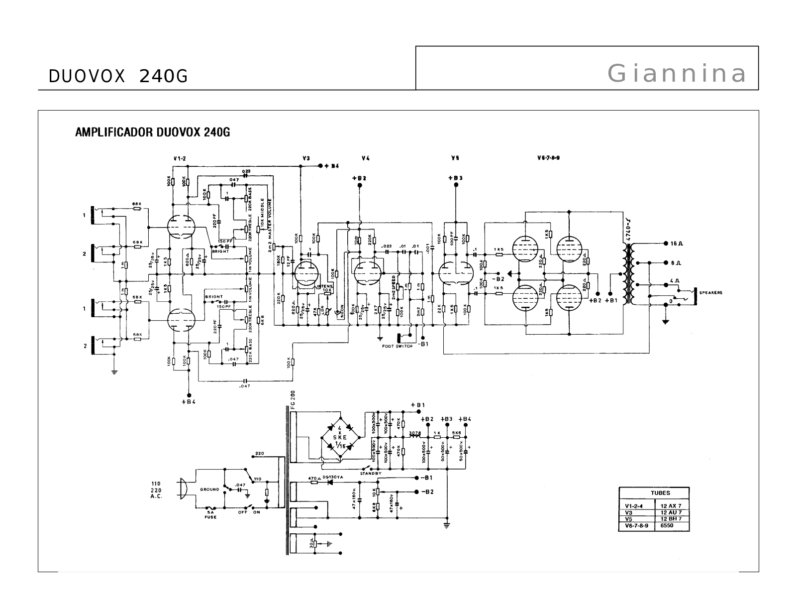 Giannini Duovox 240G Schematic