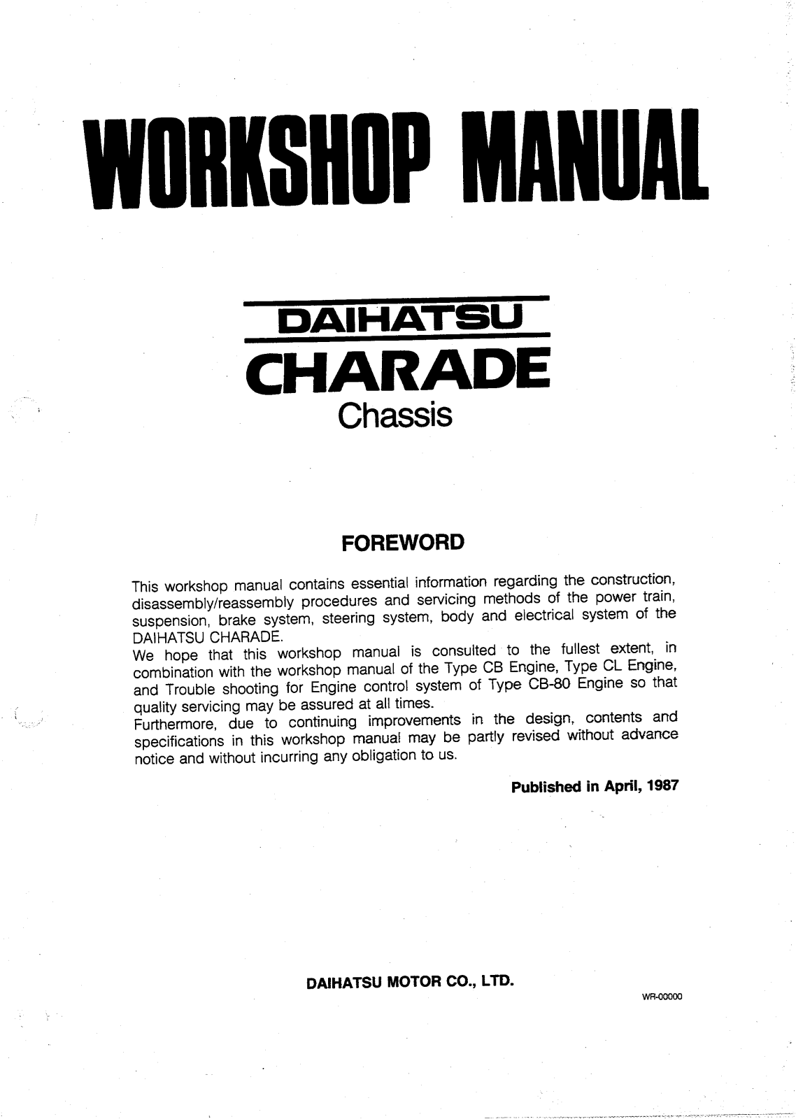 Daihatsu Cuore 1987 User Manual