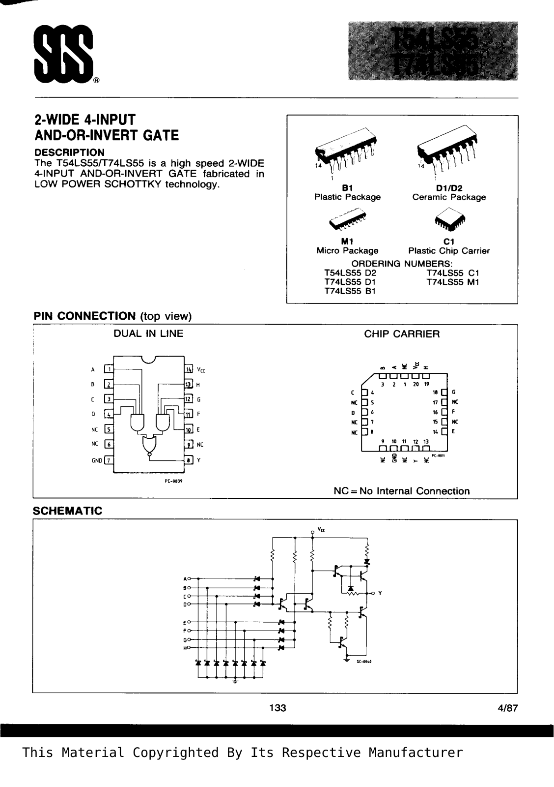 Datasheet T74LS55B1 Specification - ManualMachine.com
