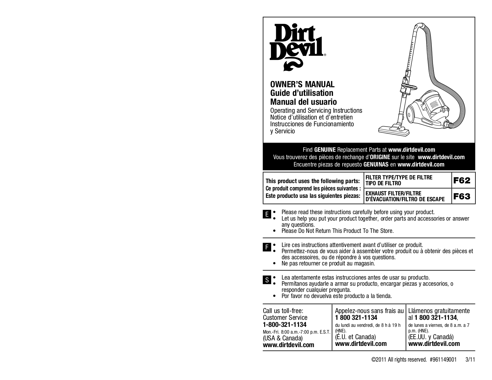 Dirt Devil SD40100 User Manual