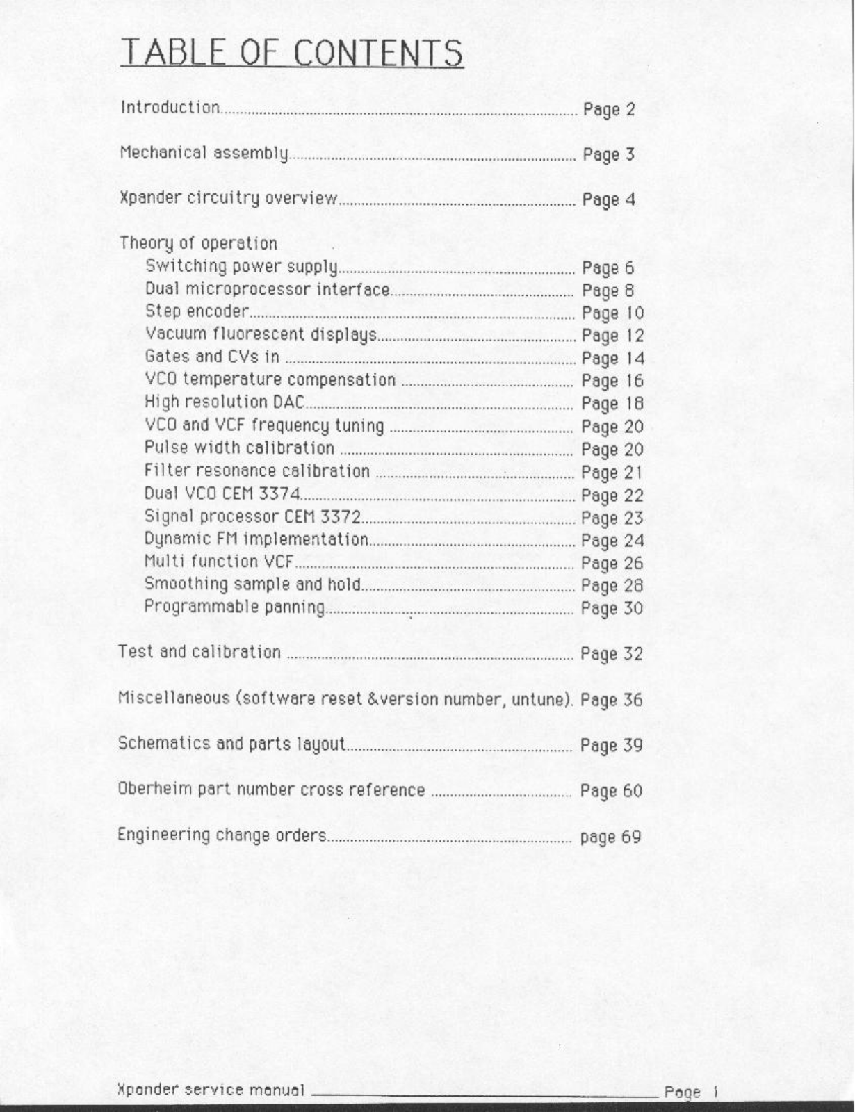 Oberheim Xpander Service Manual