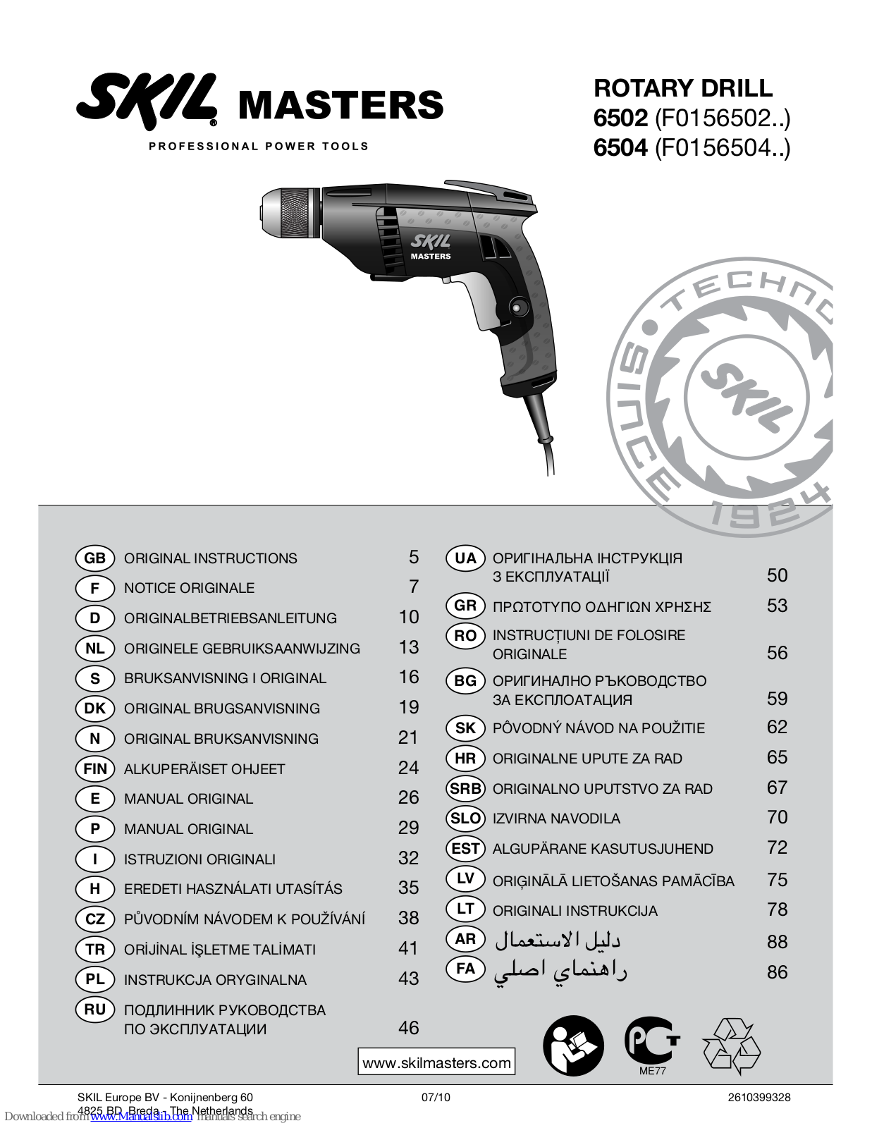 Skil Masters 6502, Masters 6504 Instructions Manual