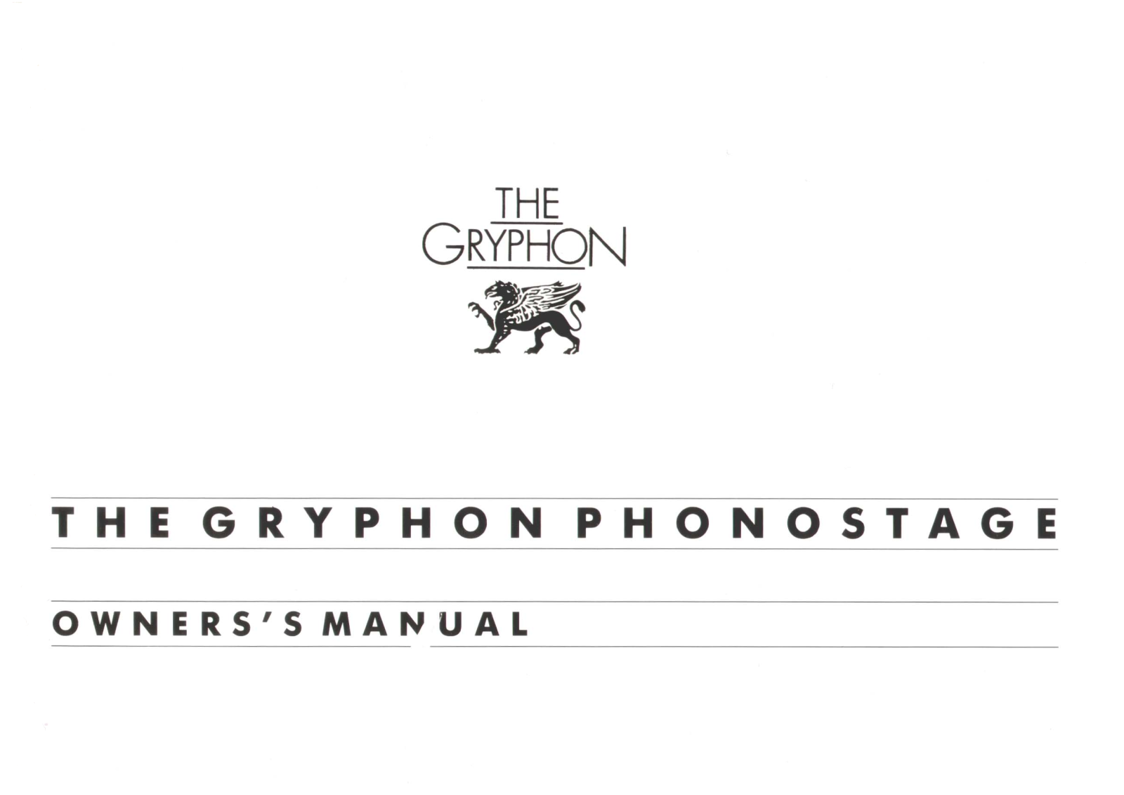 Gryphon Phonostage Owner's Manual