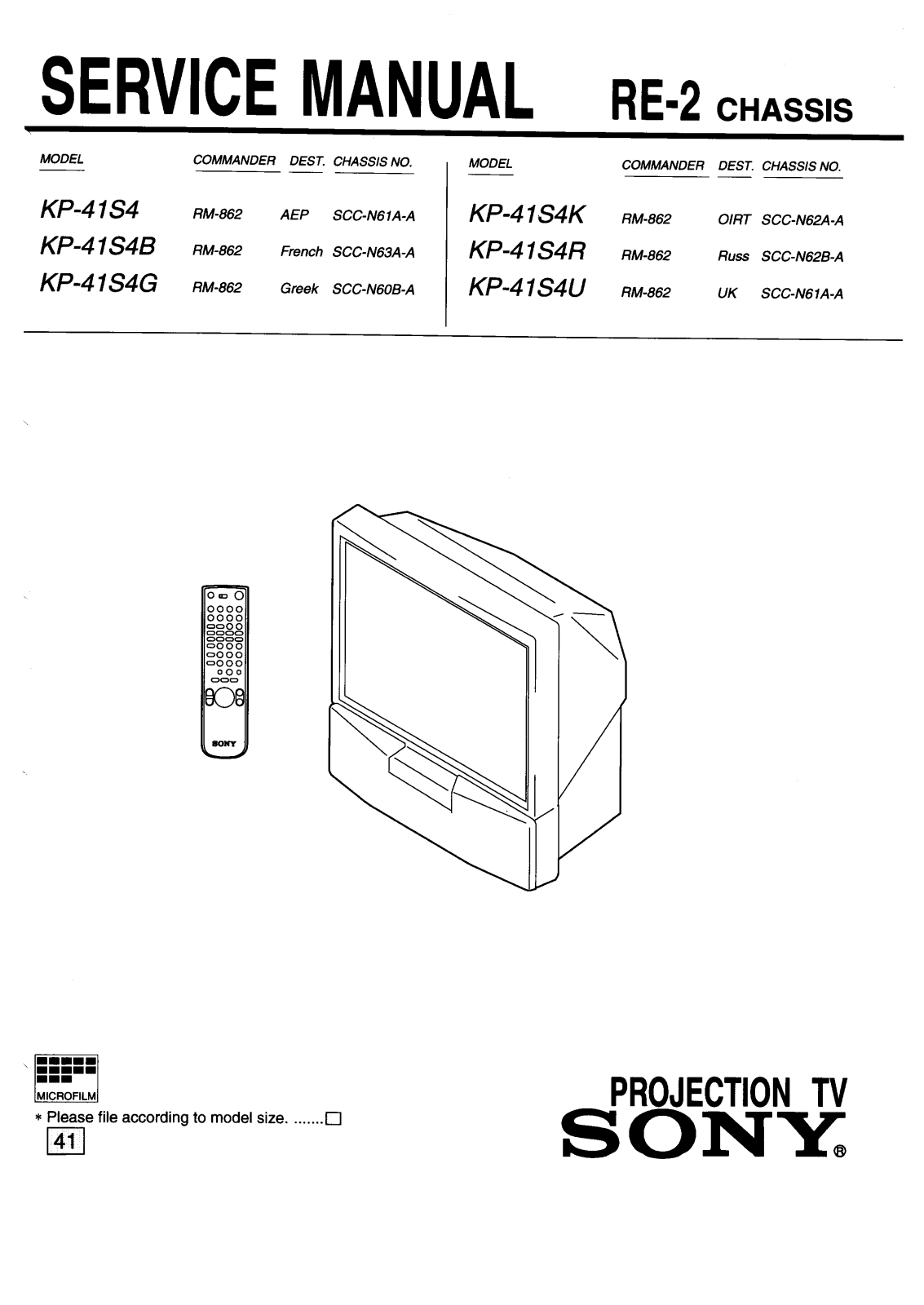 SONY KP-41S4, KP-41S4B, KP-41S4G, KP-41S4K, KP-41S4R SERVICE MANUAL