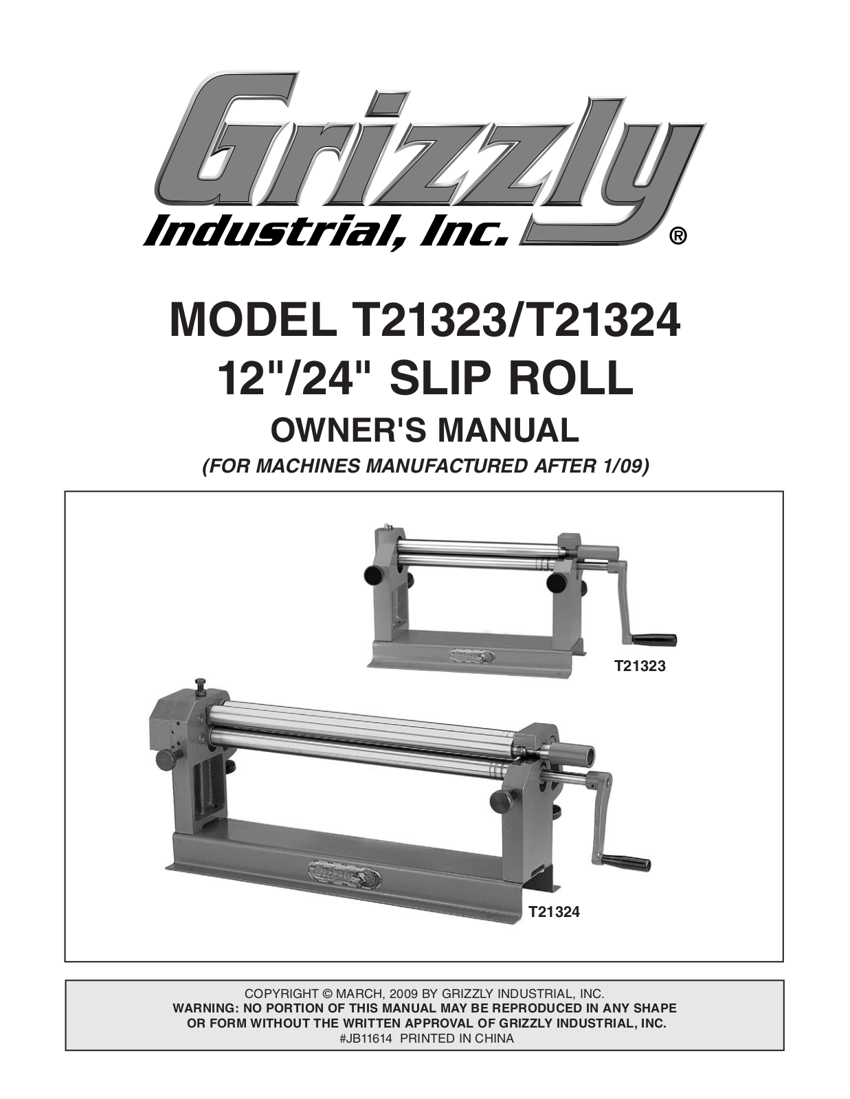 Grizzly T21324, T21323 User Manual