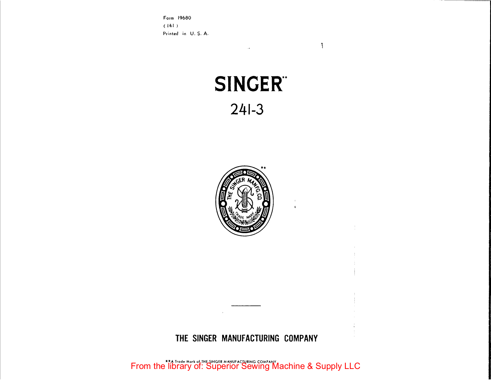 Singer 241-3 User Manual - ManualMachine.com