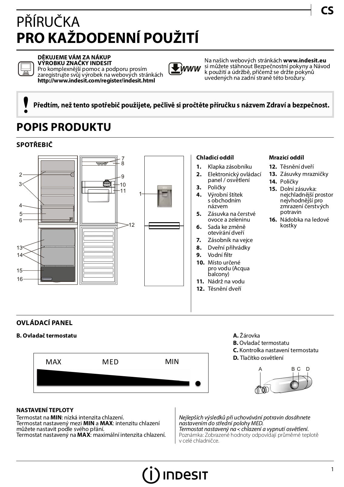 INDESIT LR8 S1 W AQ Daily Reference Guide