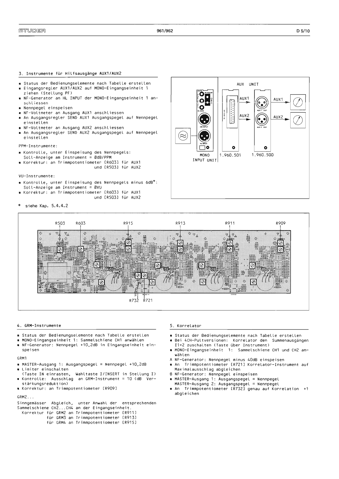 Studer 962, 961 Service Manual