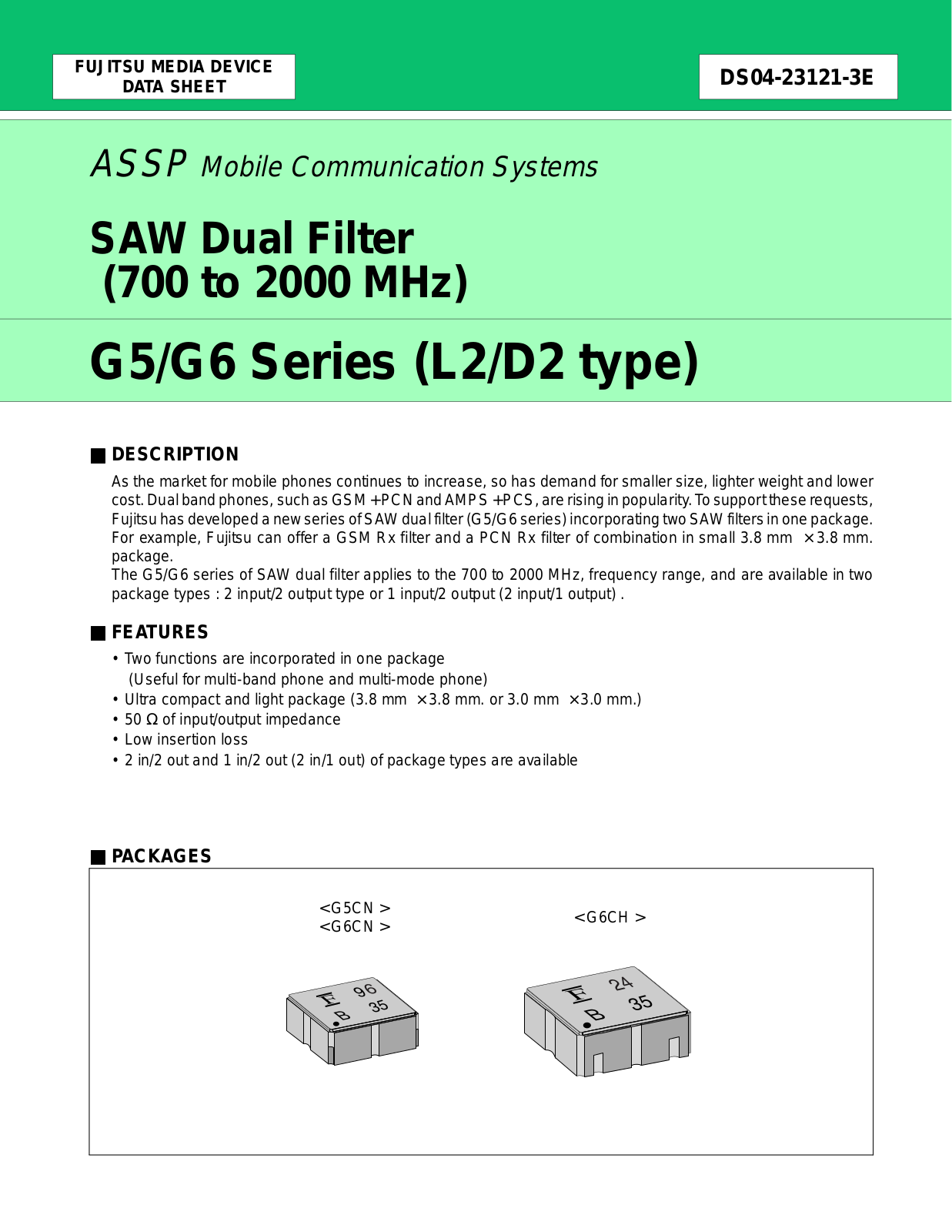 FUJITSU G5, G6 DATA SHEET