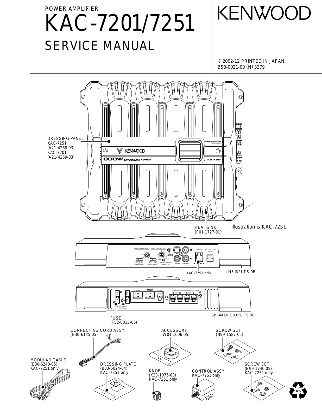 Kenwood KAC-7201, KAC-7251 Service Manual