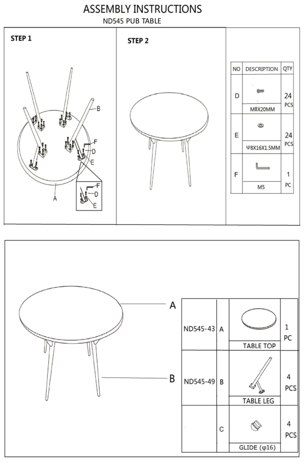 Sunset Trading CR5454349 Assembly Guide