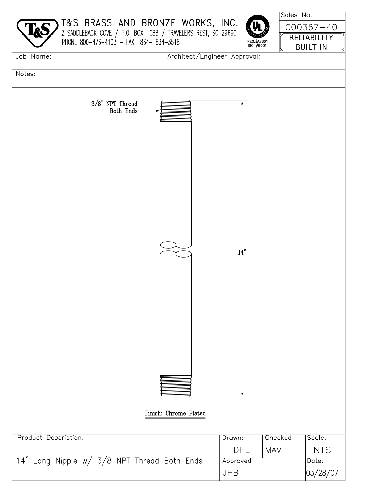 T&S Brass 000367-40 User Manual