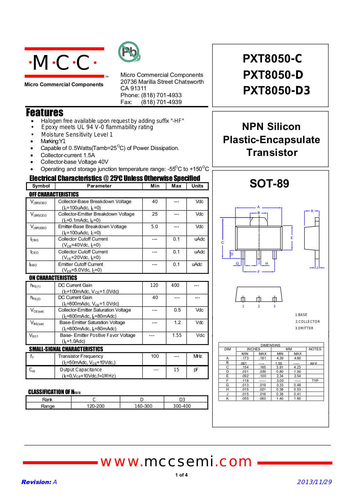 MCC PXT8050-C, PXT8050-D, PXT8050-D3 Schematic