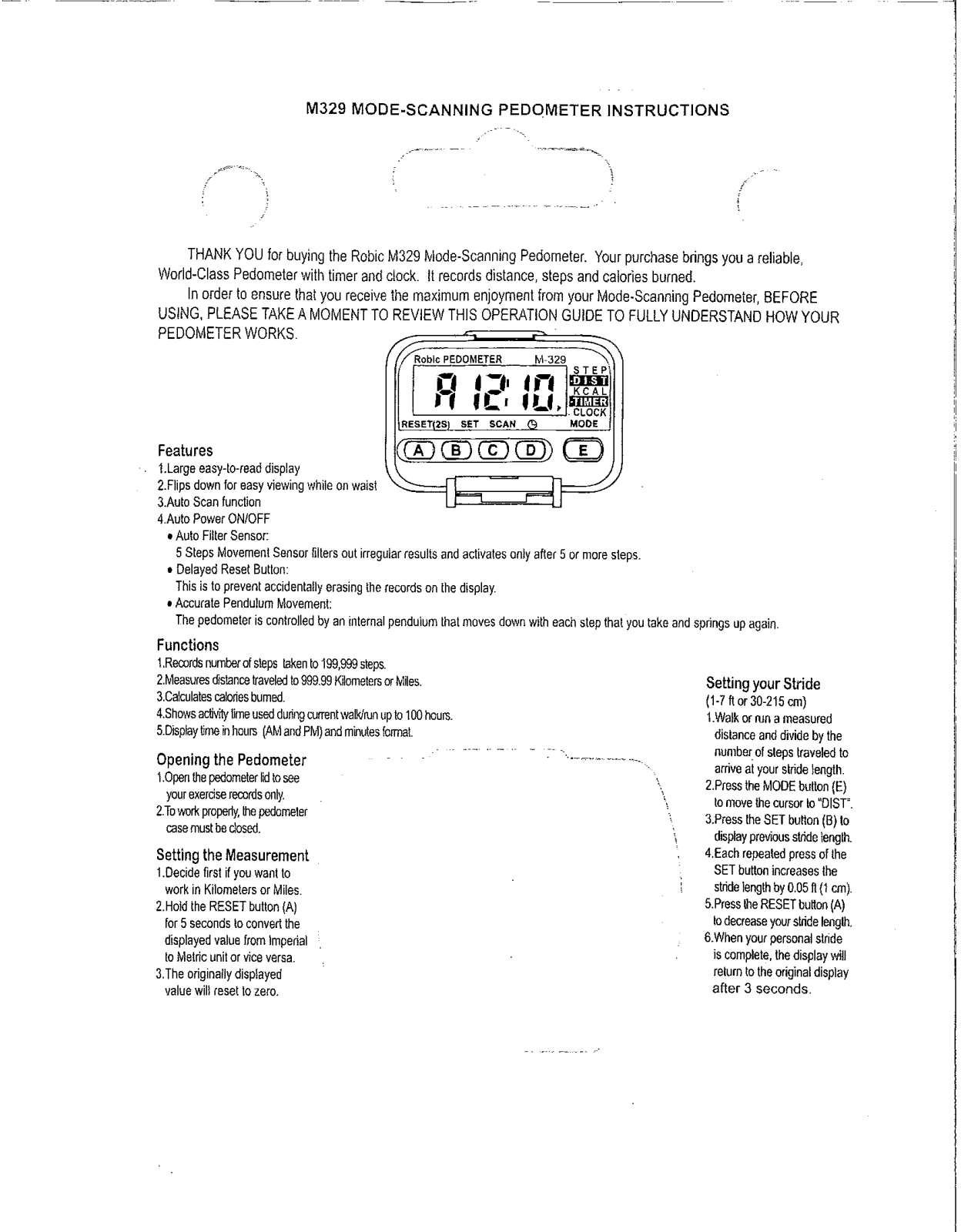 Robic M329 User Manual