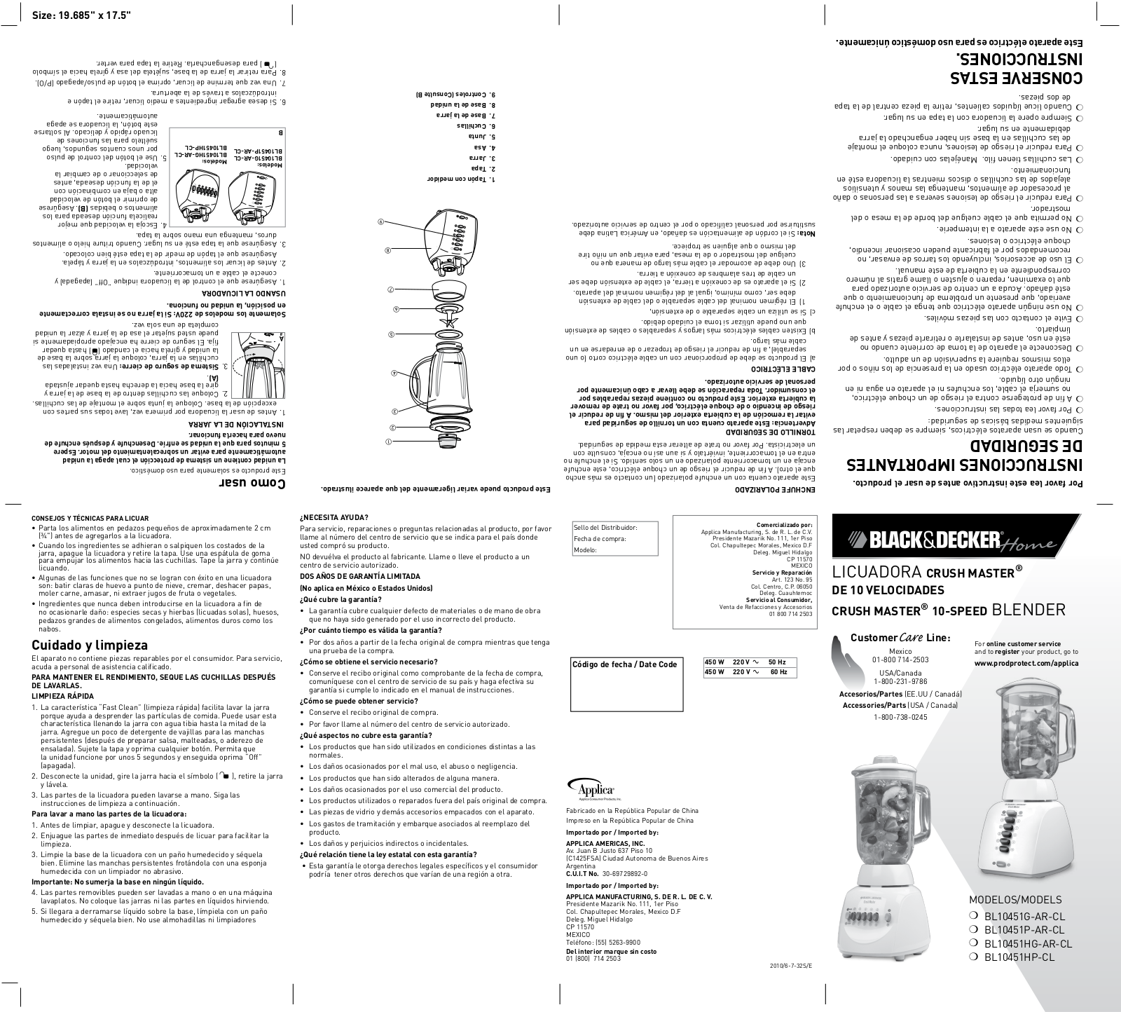 Black & Decker BL10451HG-AR-CL, BL10451G-AR-CL, BL10451HP-CL, BL10451P-ARCL, BL10451GNEWUC User Manual