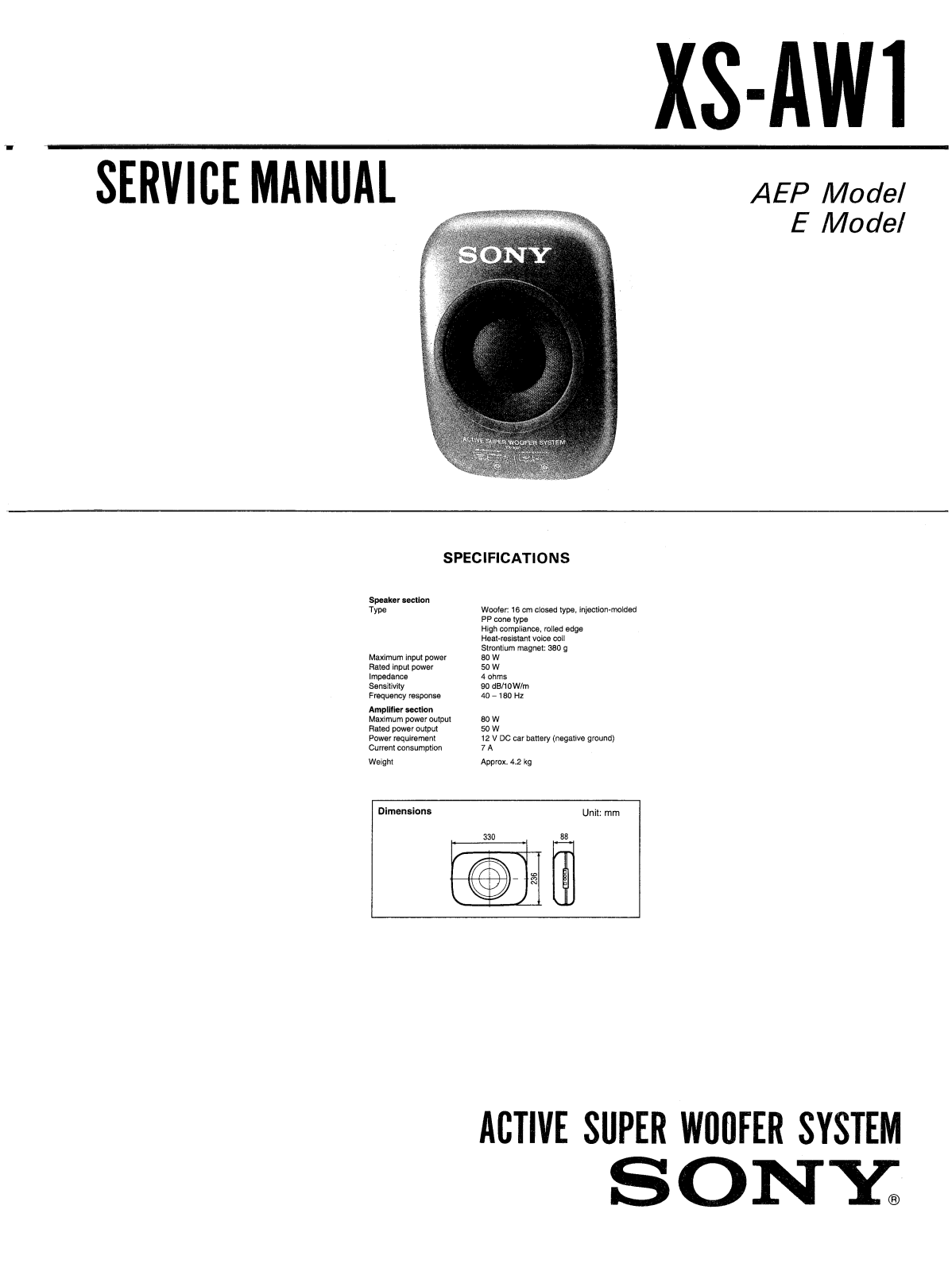 Sony XSAW-1 Service manual