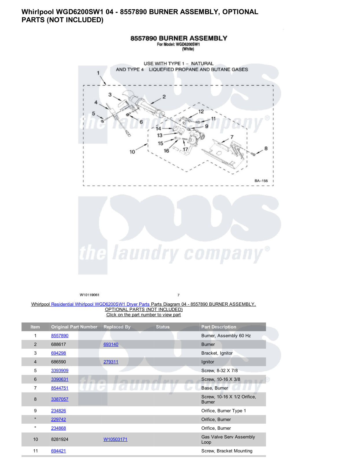 Whirlpool WGD6200SW1 Parts Diagram