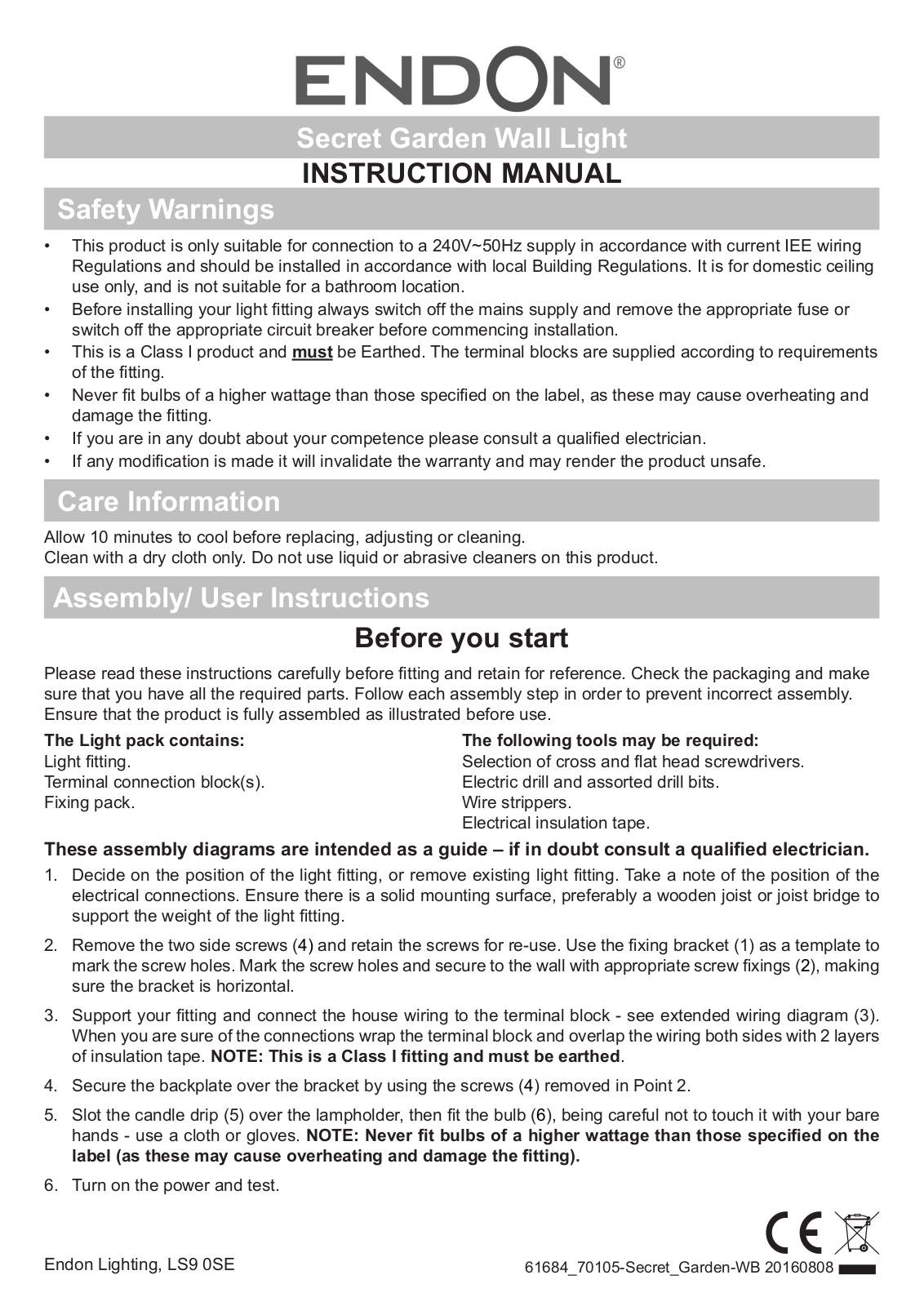 Endon Lighting 70105 Installation Instructions - ManualMachine.com
