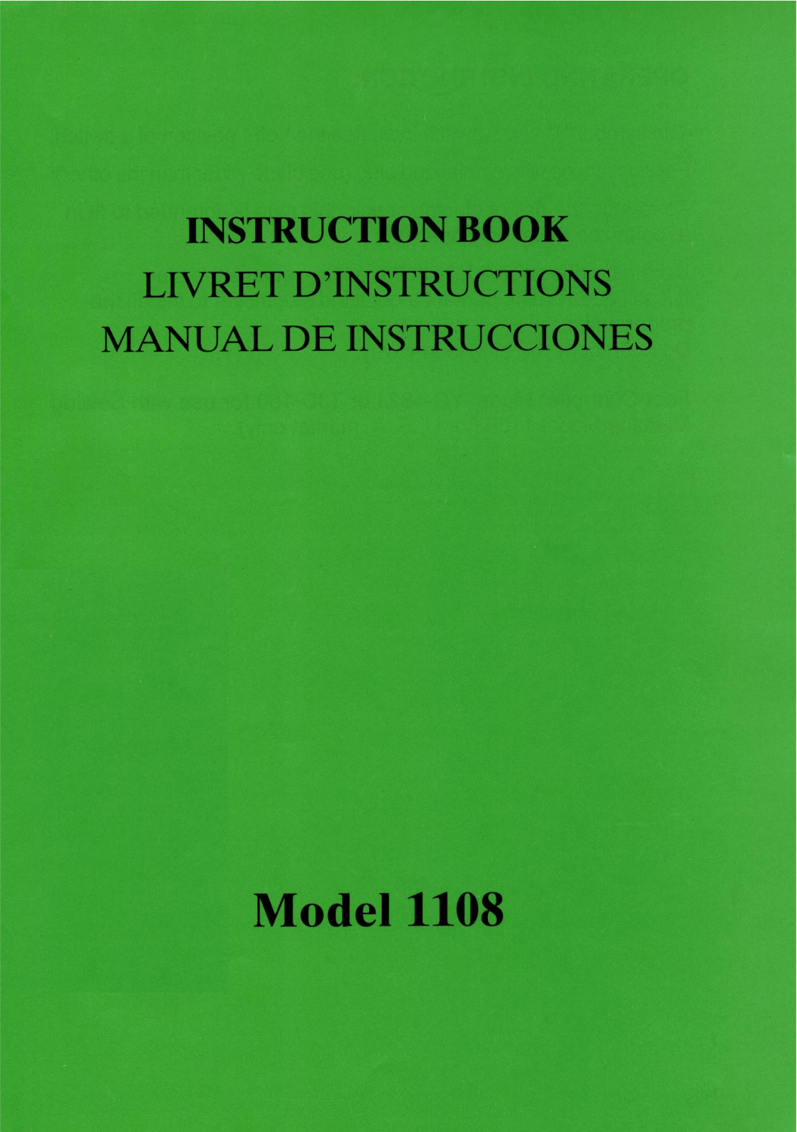 Janome 1108 Instruction Manual