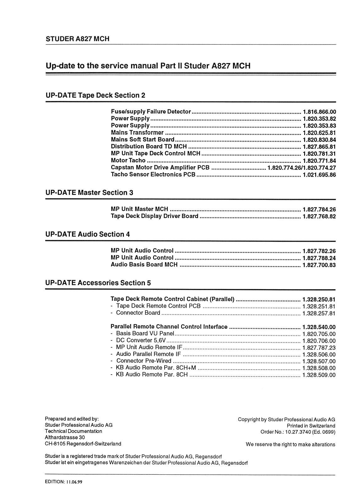 Studer A827 User Manual