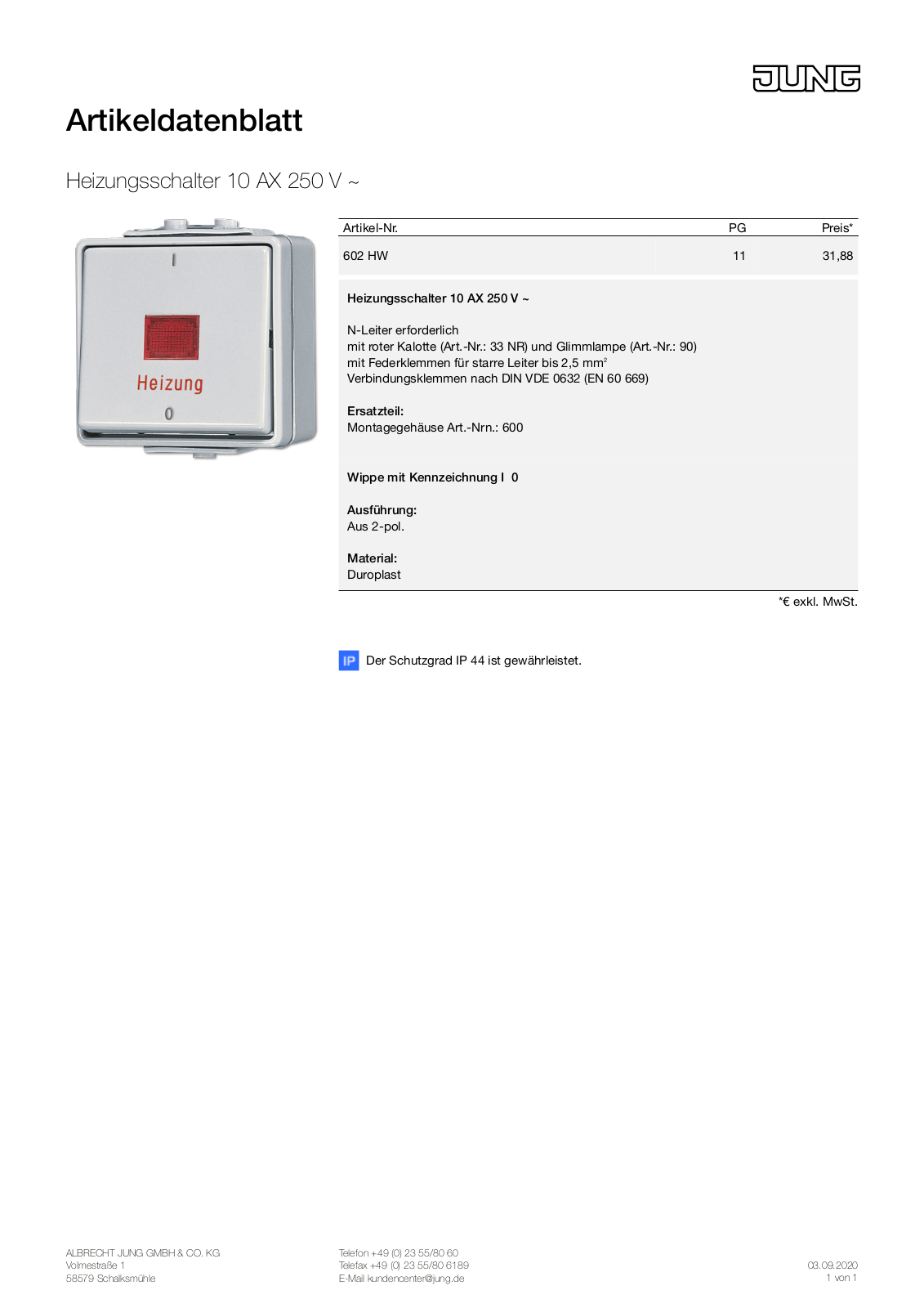 Jung 602 HW User Manual