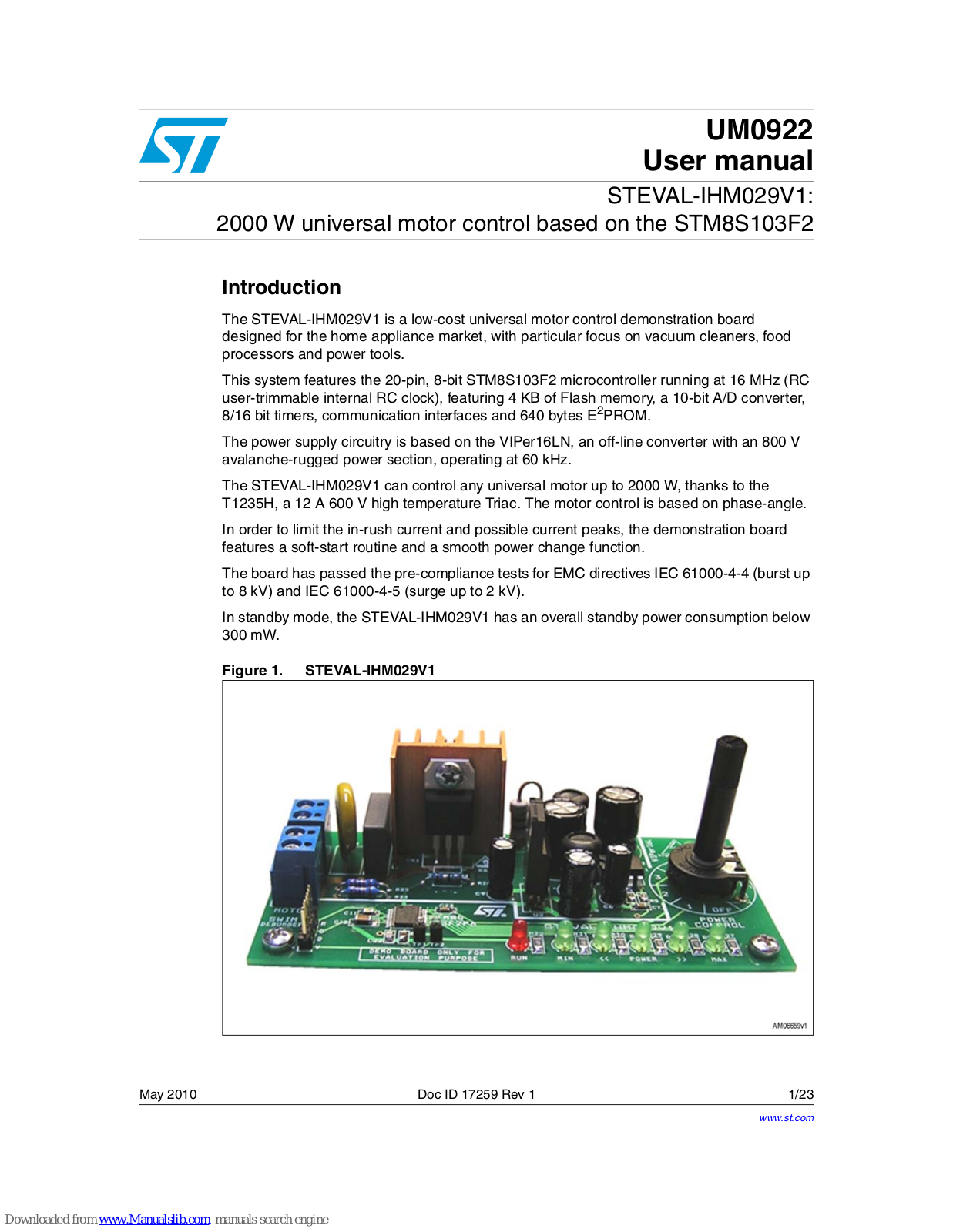 STMicroelectronics STEVAL-IHM029V1 User Manual