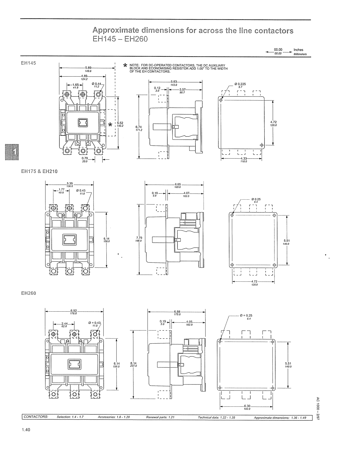 ABB Across the line Contactors Dimensional Sheet