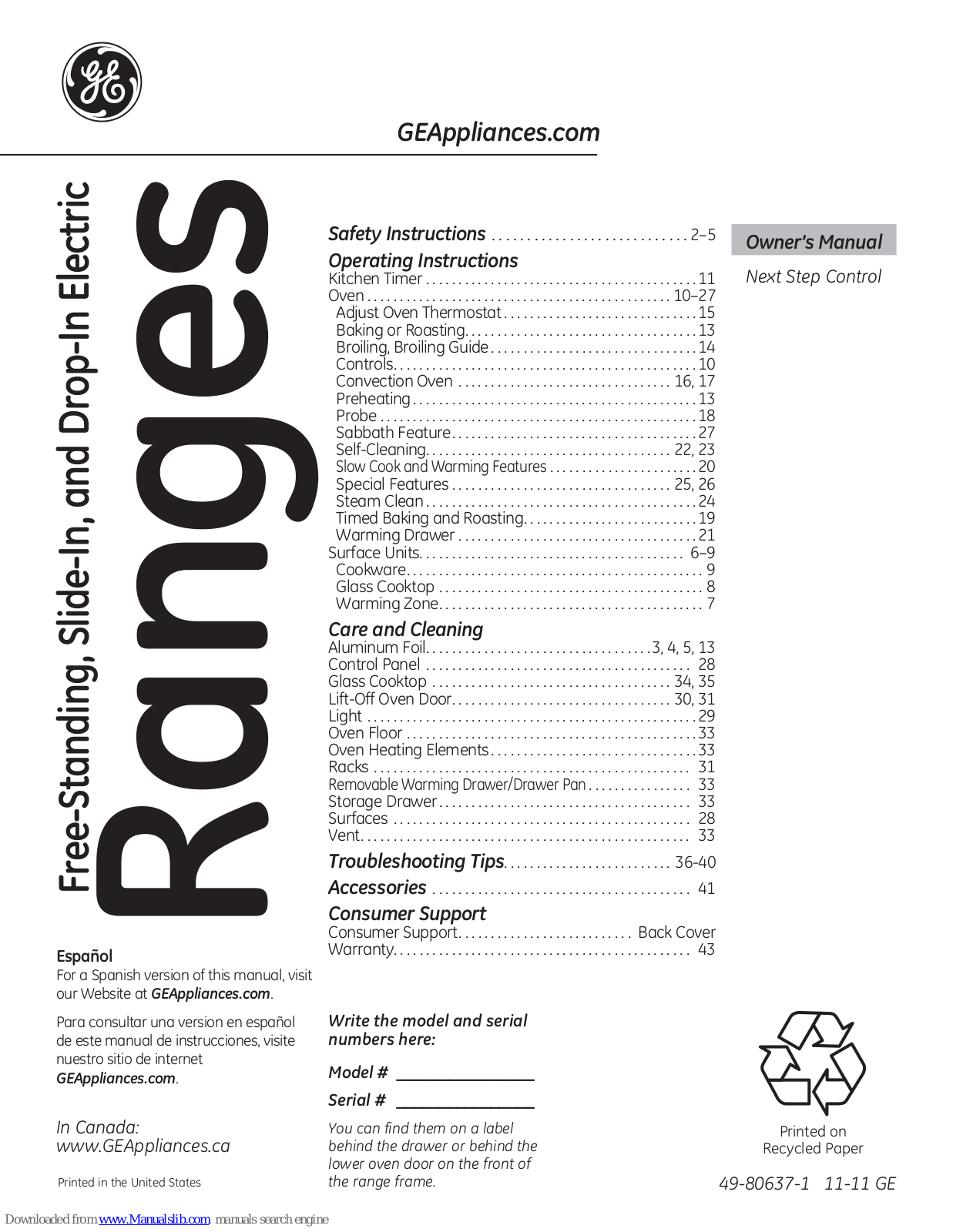 GE PHS925STSS, Profile PB920DT, PHB925STSS, PB978STSS, PB978DTBB Owner's Manual