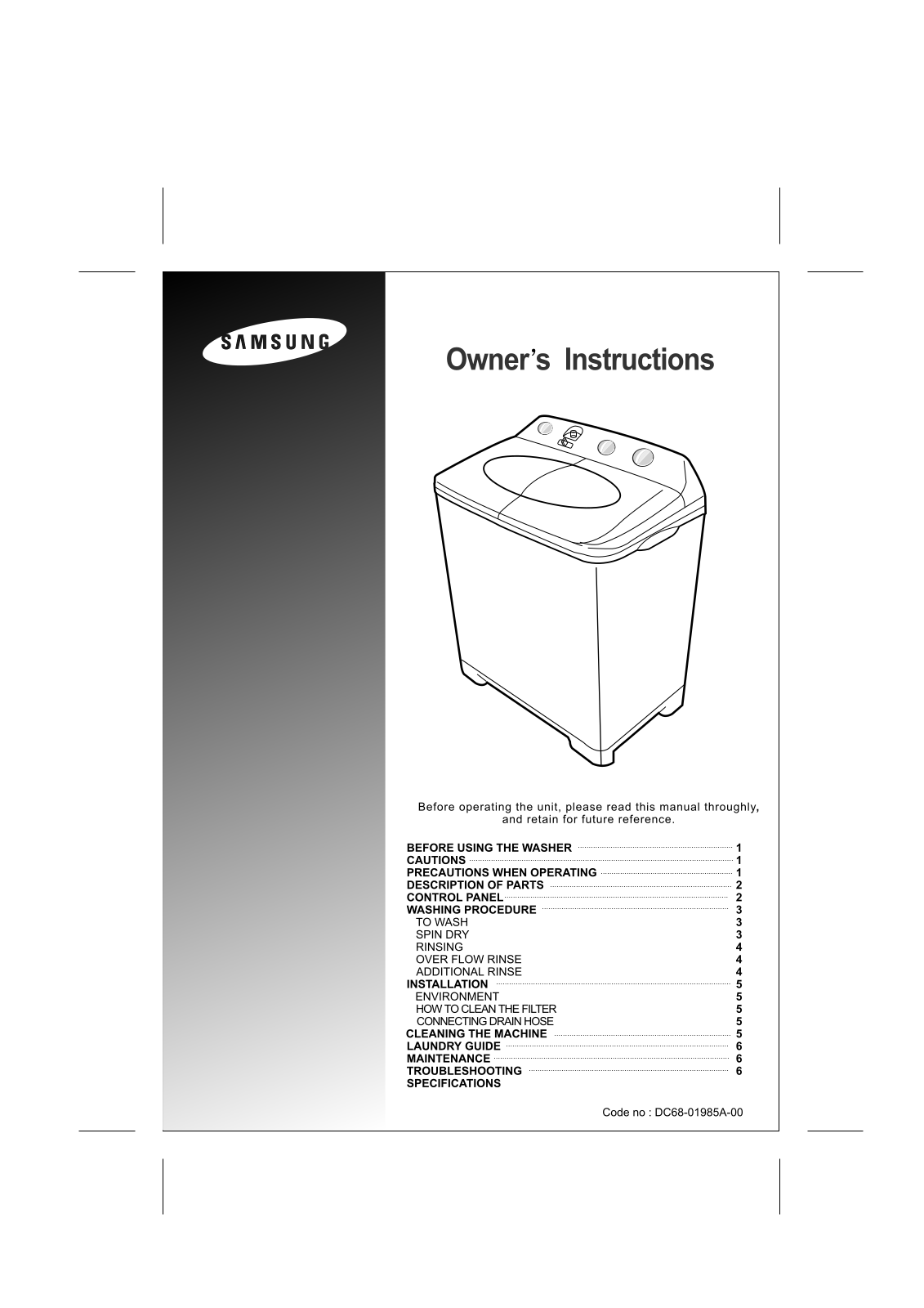 Samsung WT85S33 User Manual