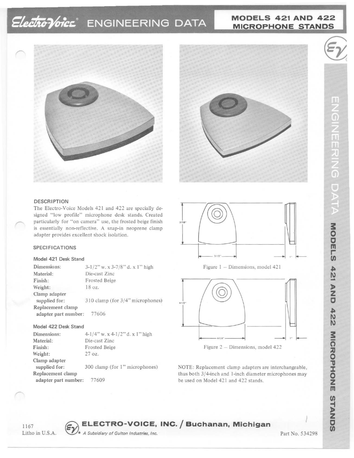 Electro-voice 421, 422 DATASHEET