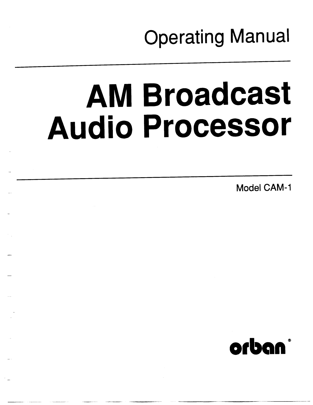 Orban CAM-1 Service manual