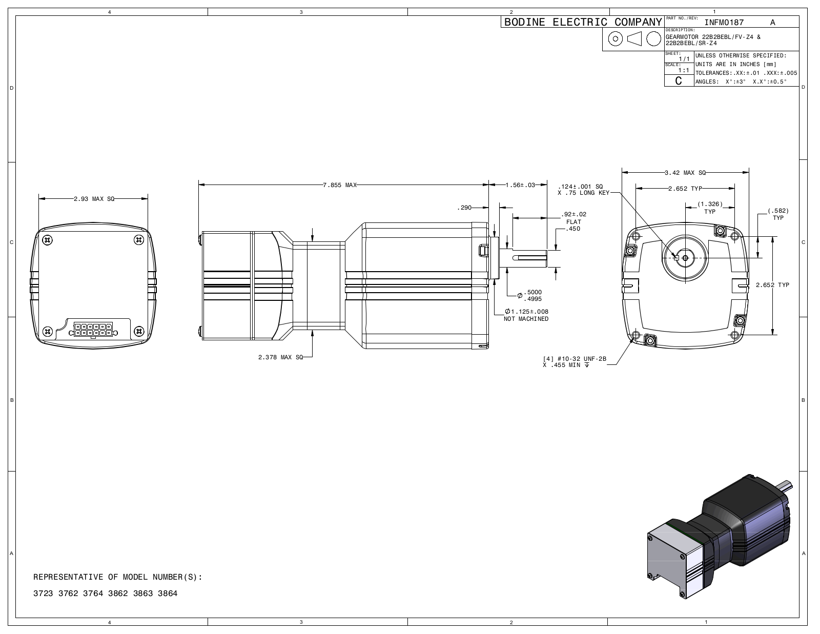 Bodine 3723, 3762, 3764, 3862, 3863 Reference Drawing