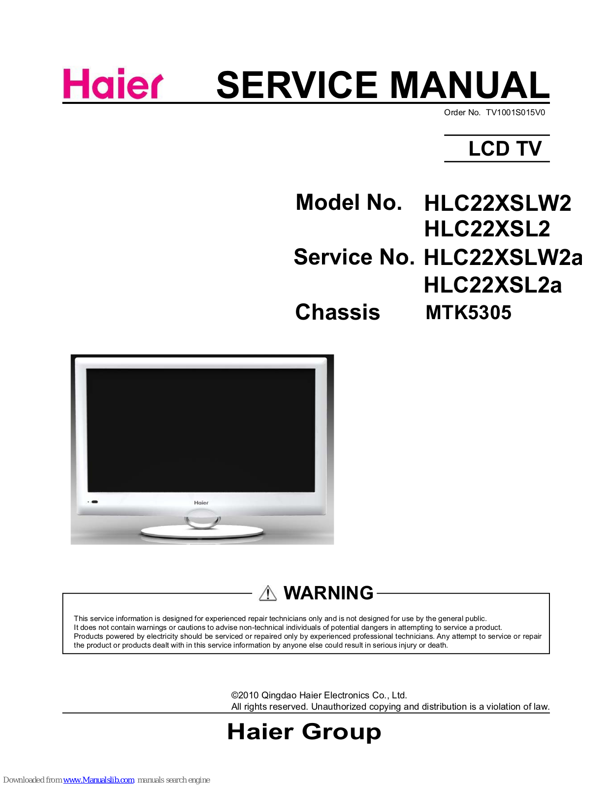 Haier HLC22XSLW2, HLC22XSL2, HLC24XSLW2, HLC24XSL2, HLC24XSLW2A Service Manual