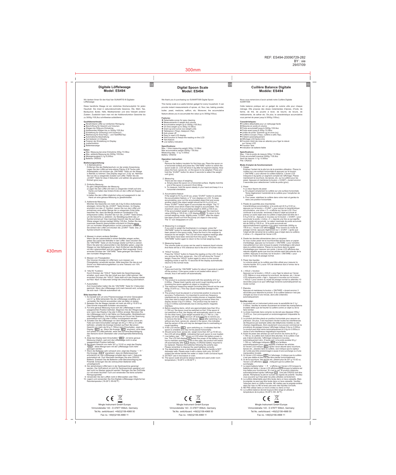 Sunartis ES494 User guide