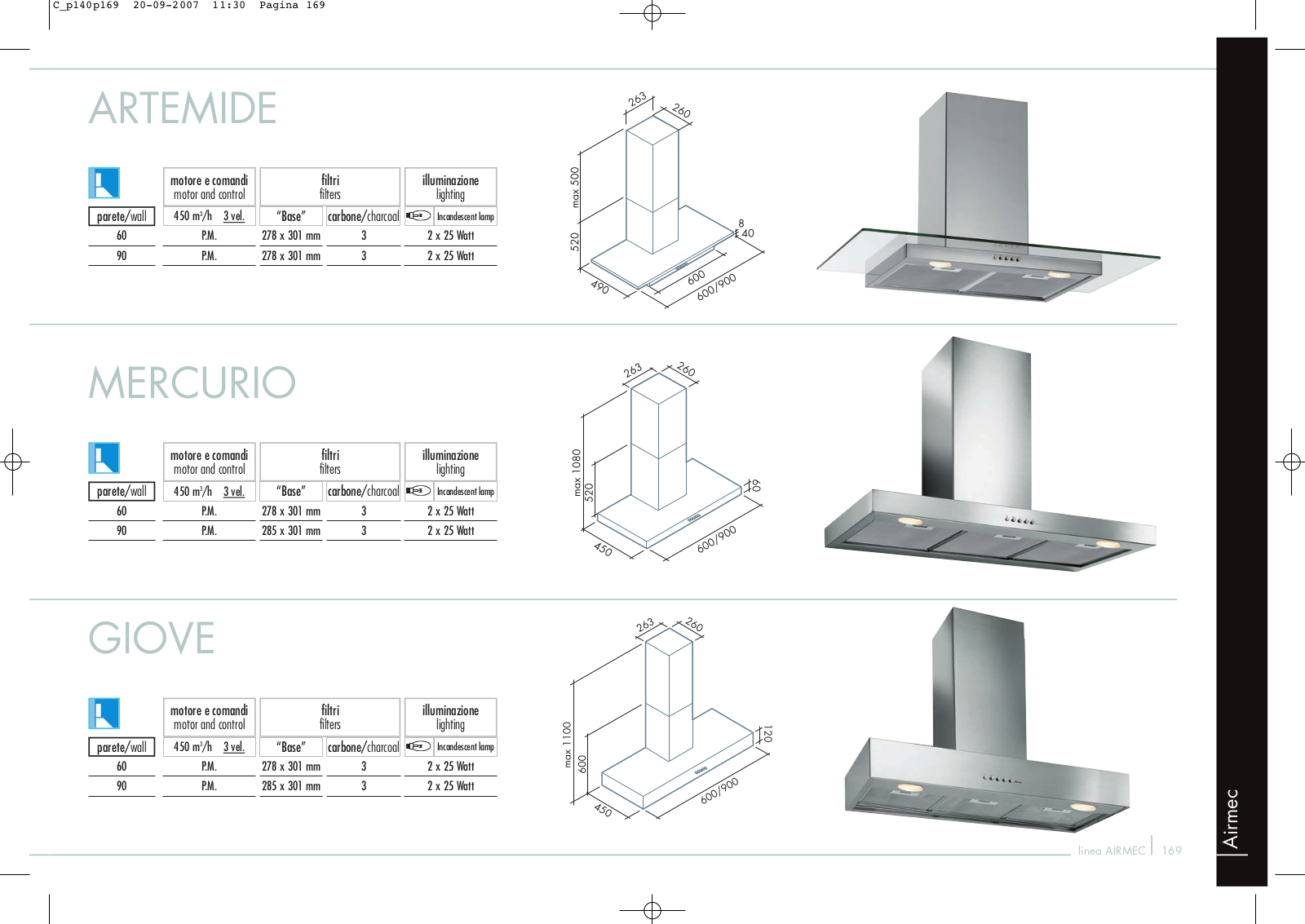 Falmec Mercurio 60 IX, Mercurio 90 IX User Manual