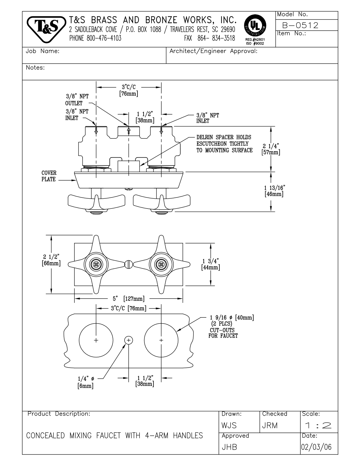 T & S Brass & Bronze Works B-0512 General Manual