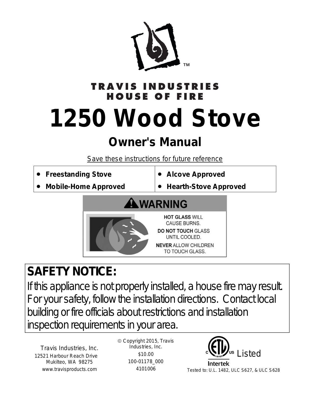 Avalon Firestyles Wood Stove User Manual