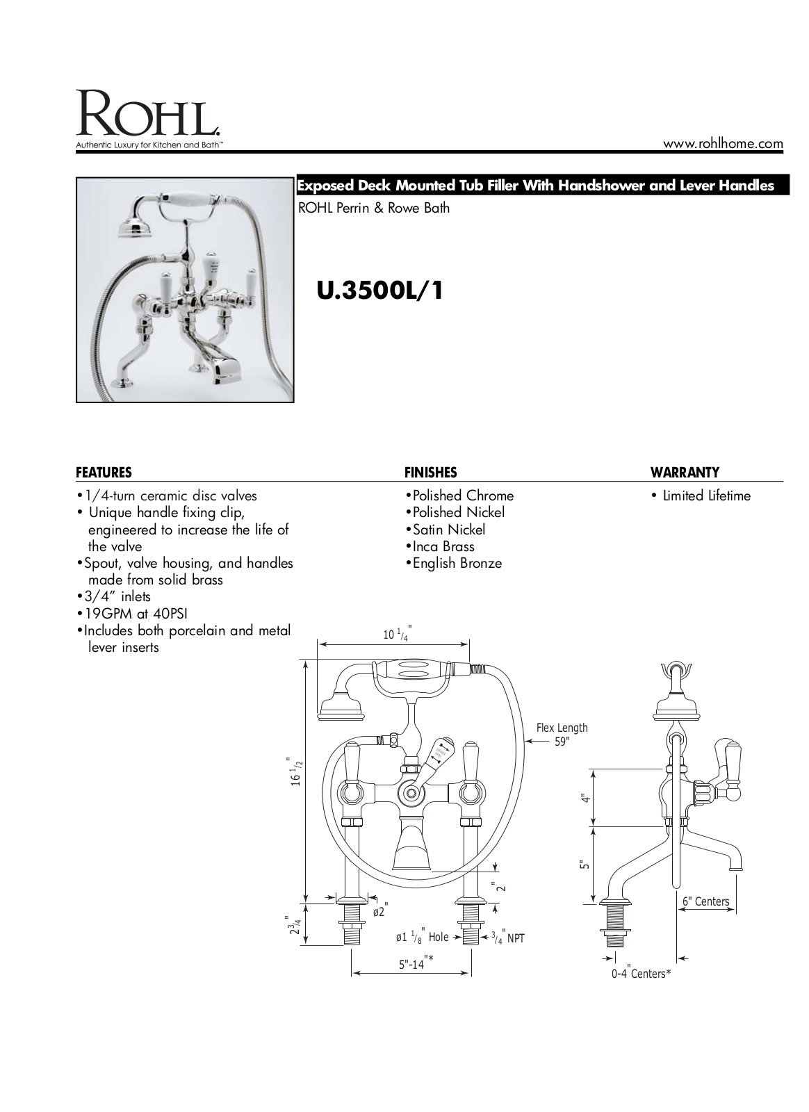 Rohl U3500L1APC User Manual