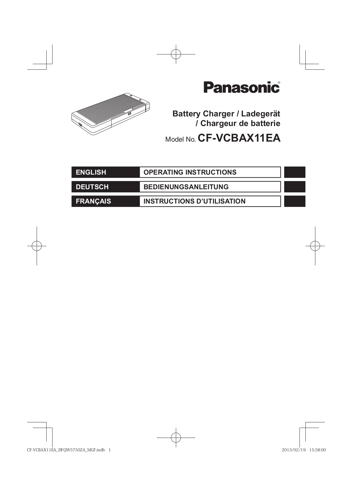 Panasonic CF-VCBAX11EA Operating Instructions Manual