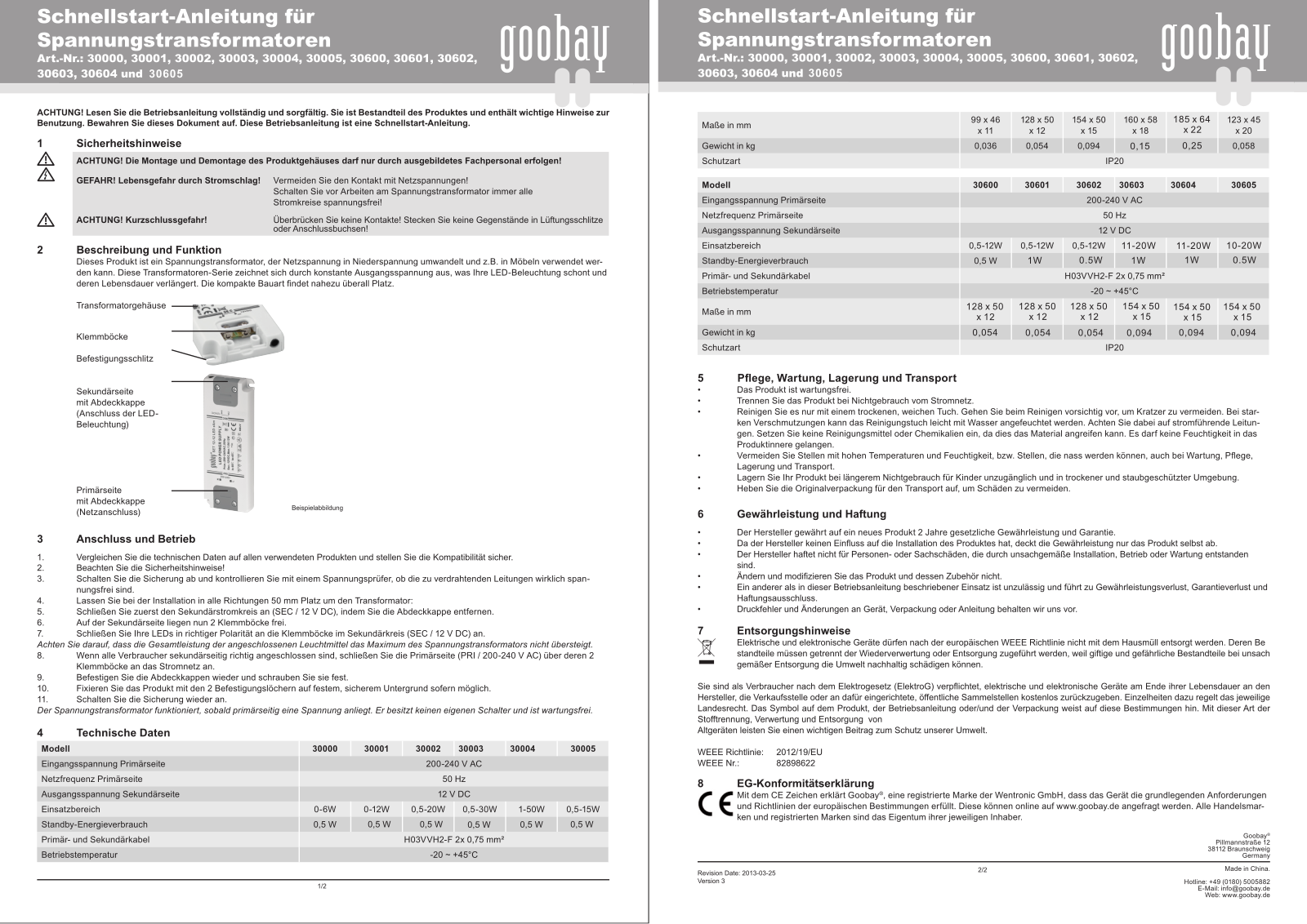 Goobay 30001, 30002, 30003, 30004, 30005 User manual