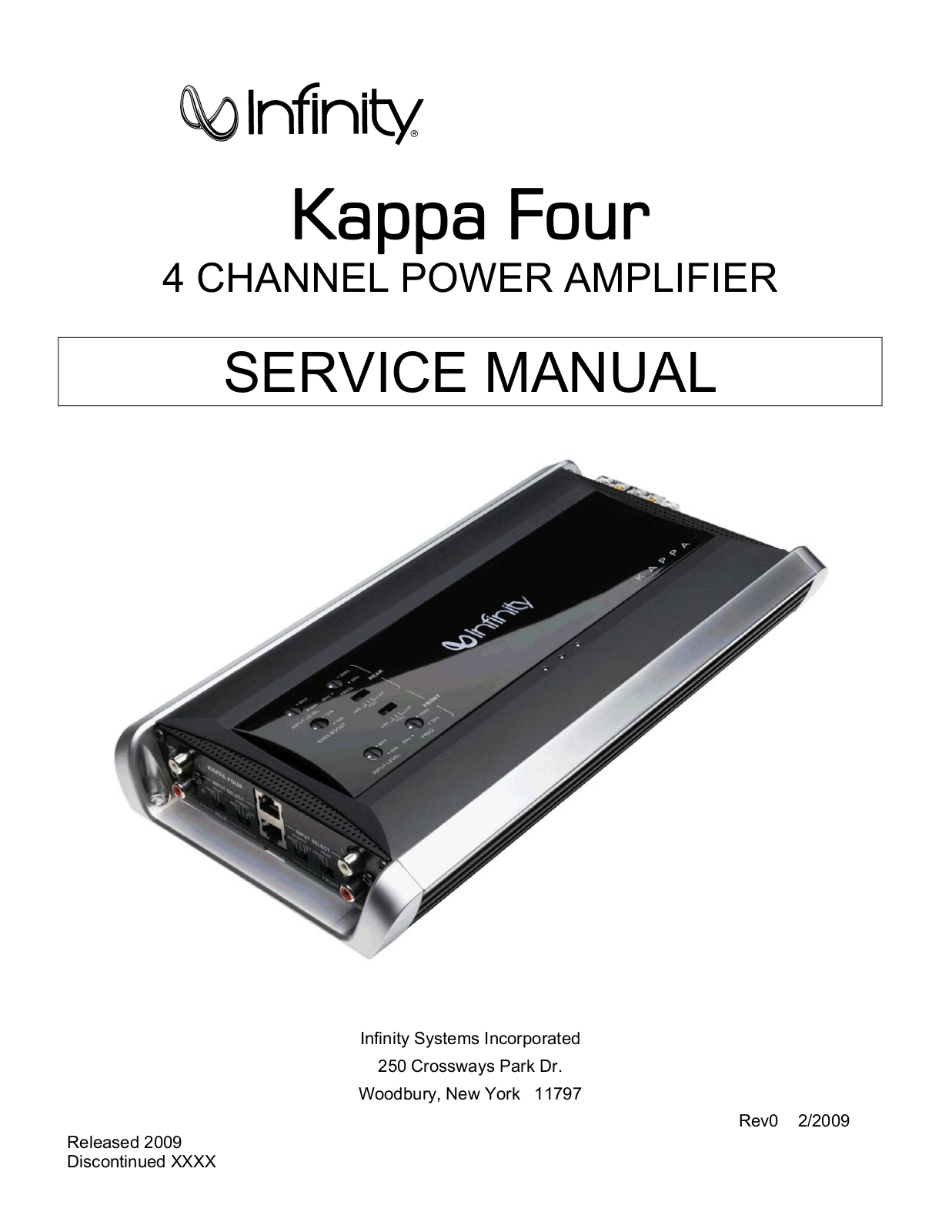 Infinity Kappa four Service manual