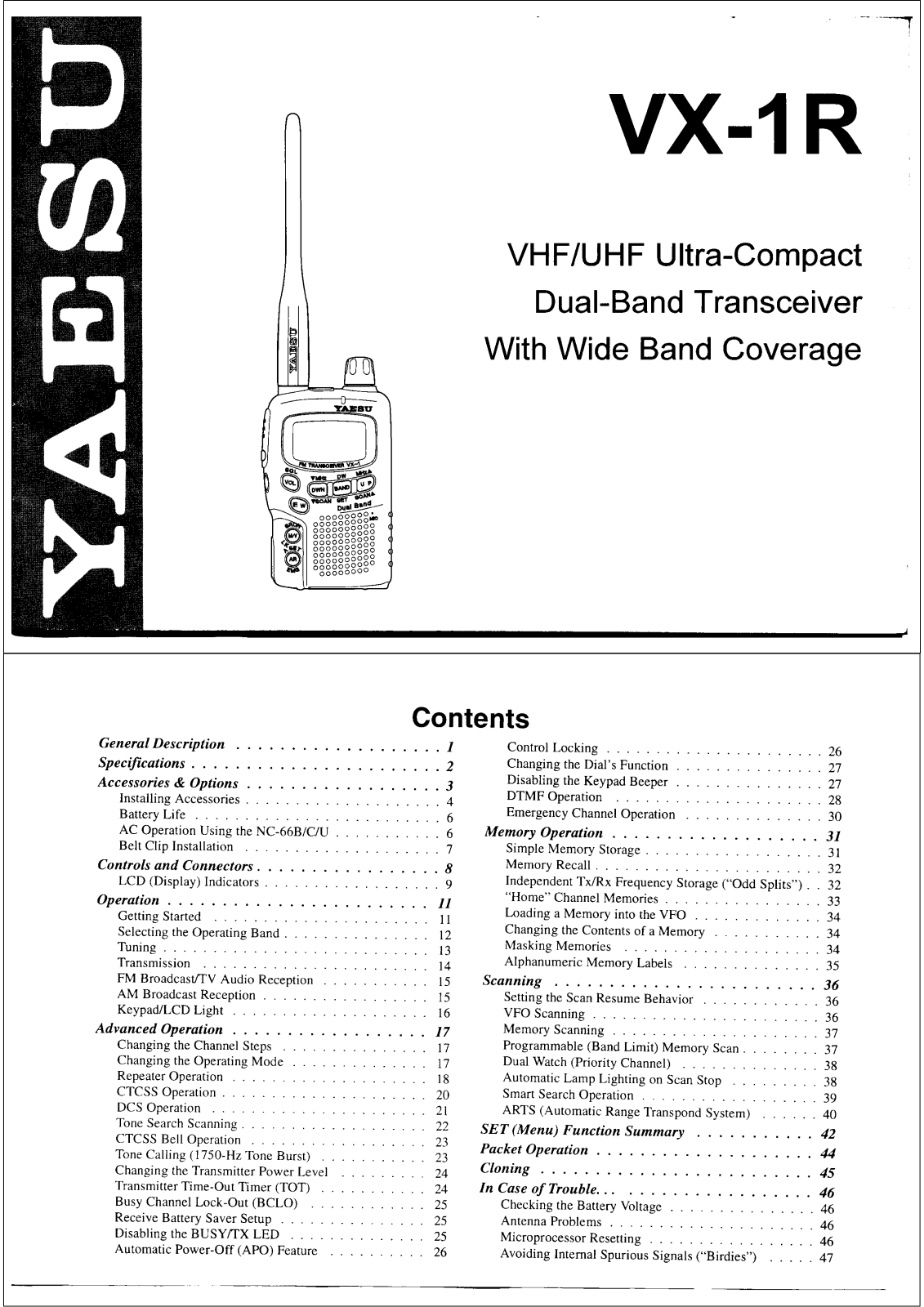 Yaesu VX-1R User Guide