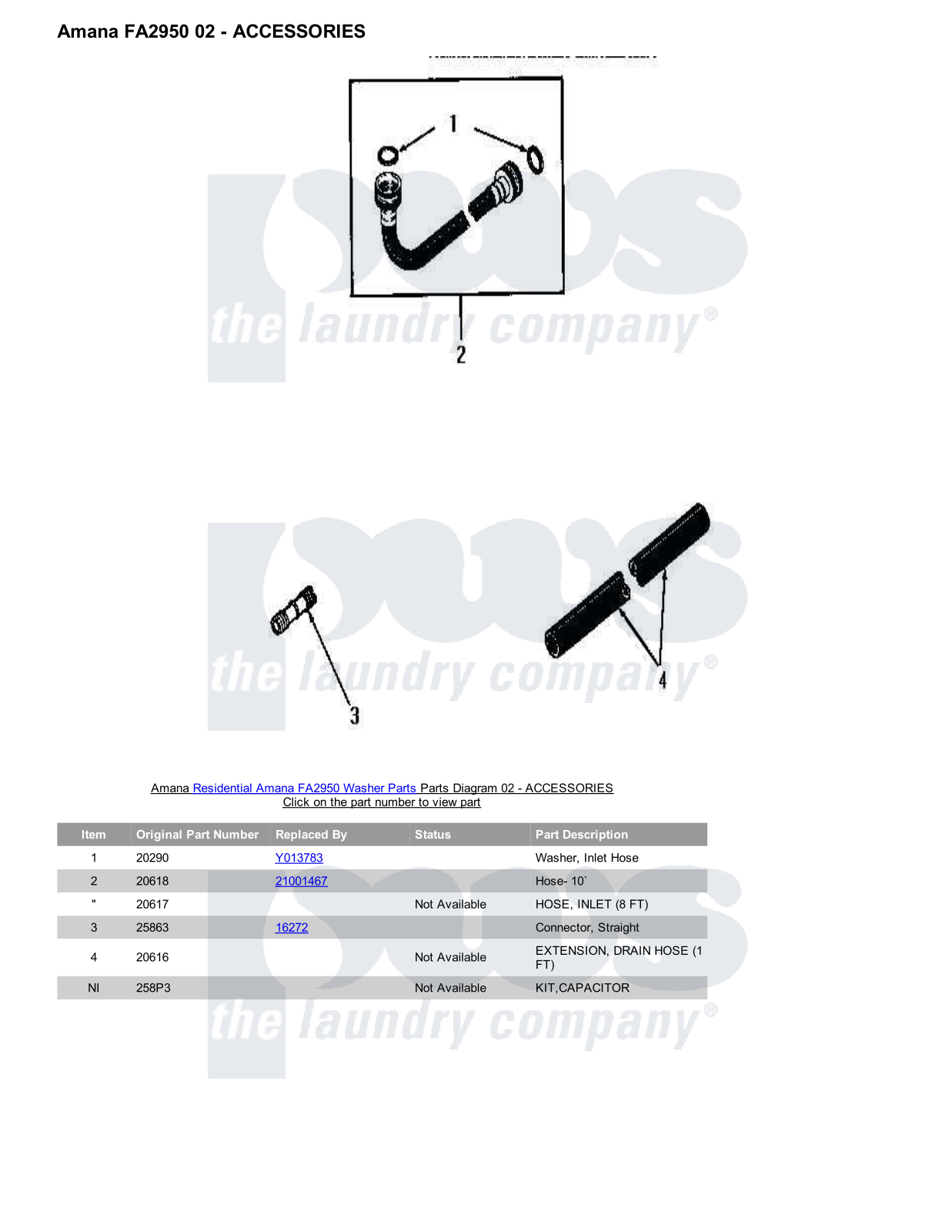 Amana FA2950 Parts Diagram