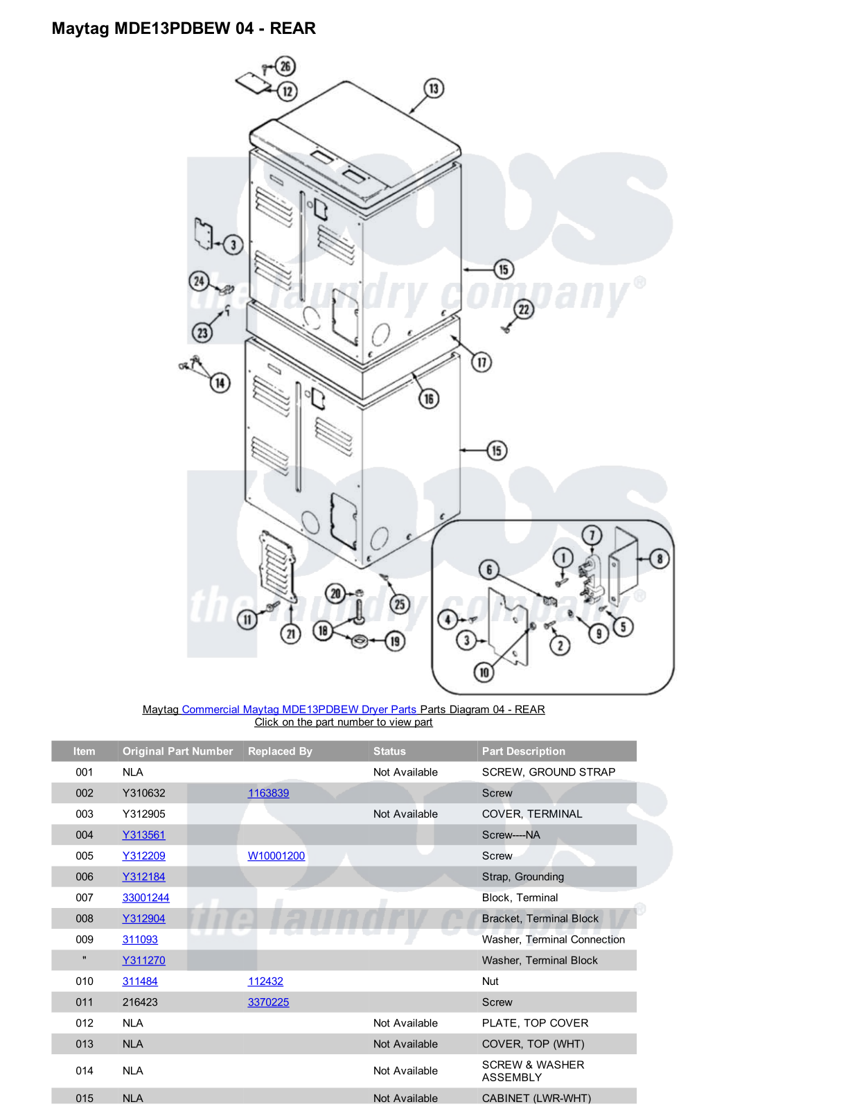 Maytag MDE13PDBEW Parts Diagram