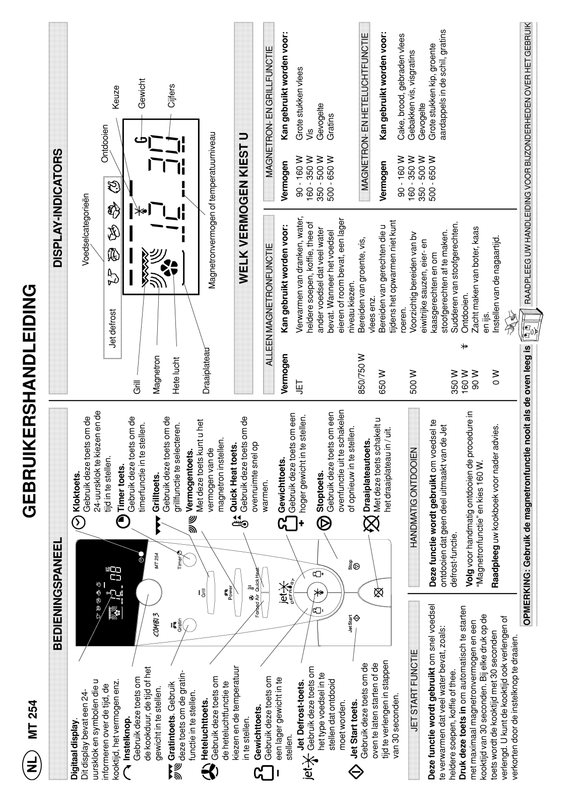 Whirlpool MT 254/1/WH INSTRUCTION FOR USE