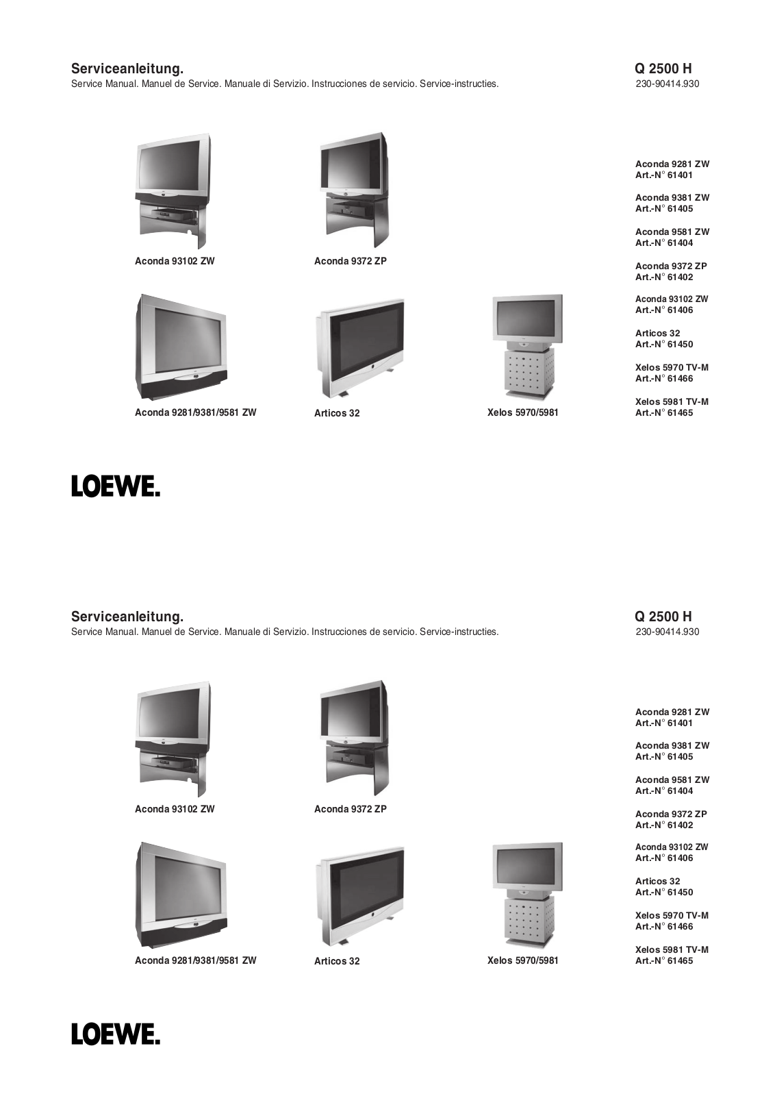 Loewe Q2500H Schematic