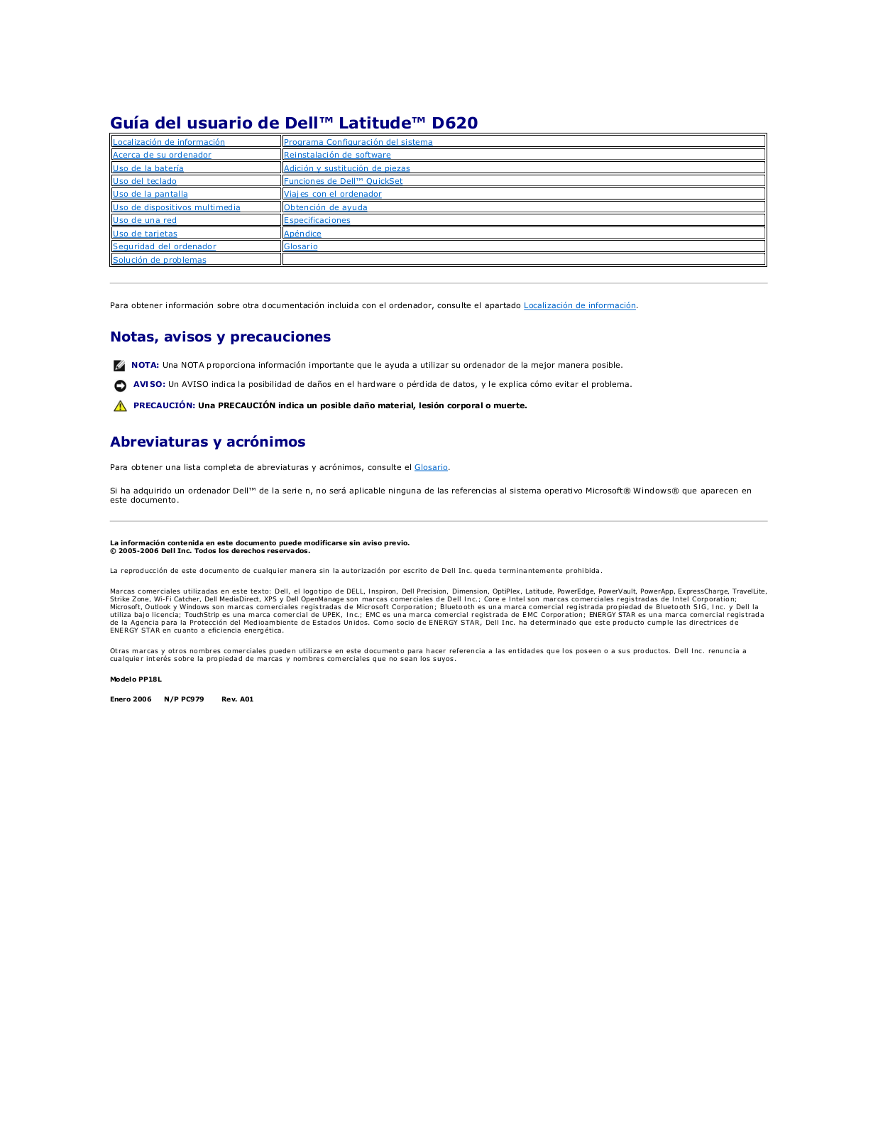 Dell Latitude D620 User Manual