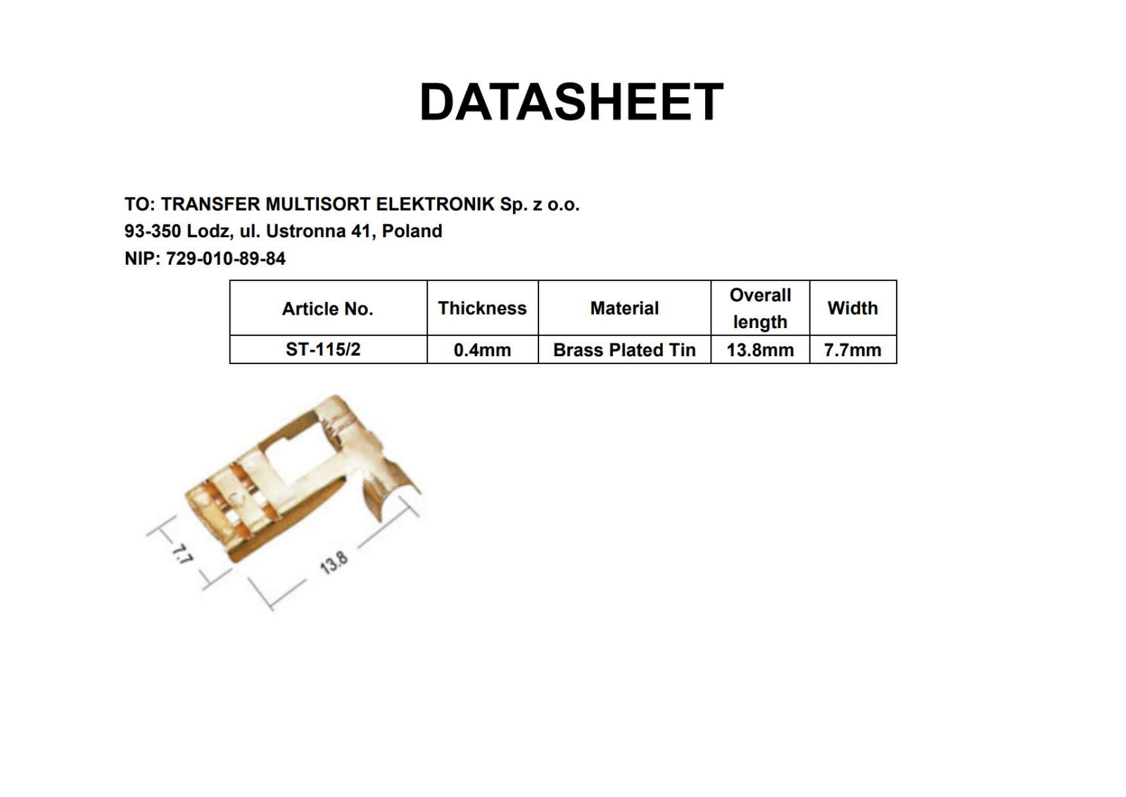 Datasheet ST-115-2 Specification - ManualMachine.com