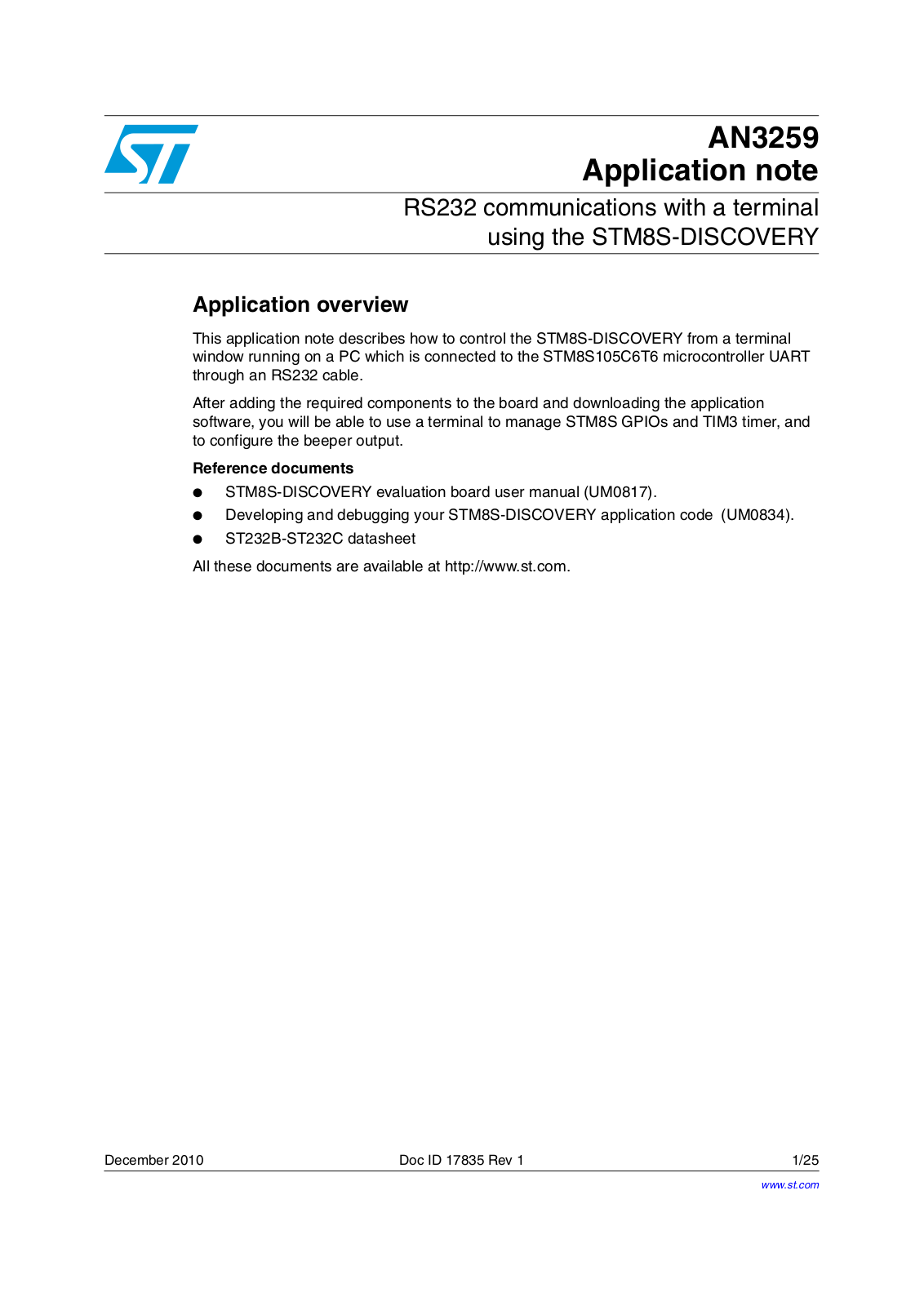 ST AN3259 Application note